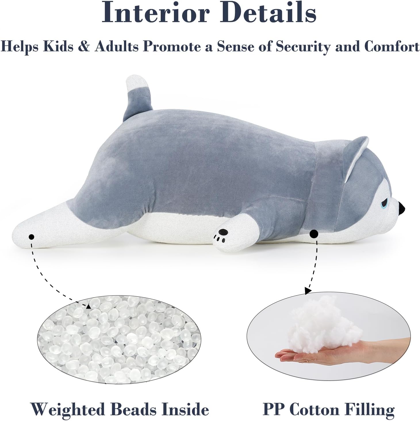 Meowtastic Husky Weighted Plush Toy - 28 Inch 40 lbs