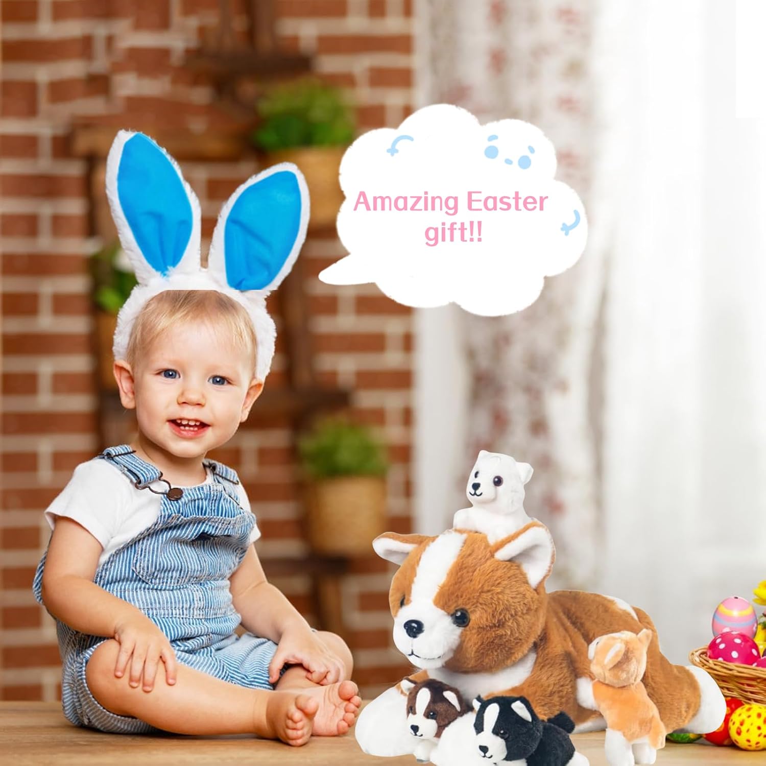 5 Pieces Dog Stuffed Animal Set with Babies Inside