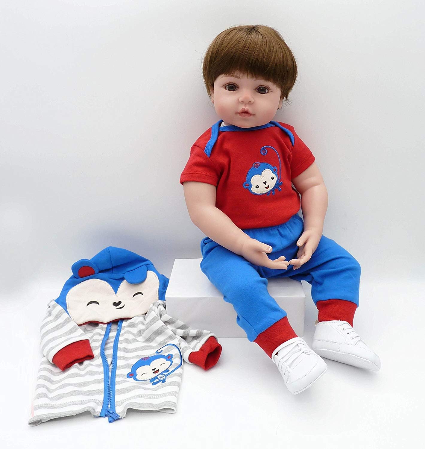 Babyfere Reborn Baby Doll Blue Monkey Outfit 1