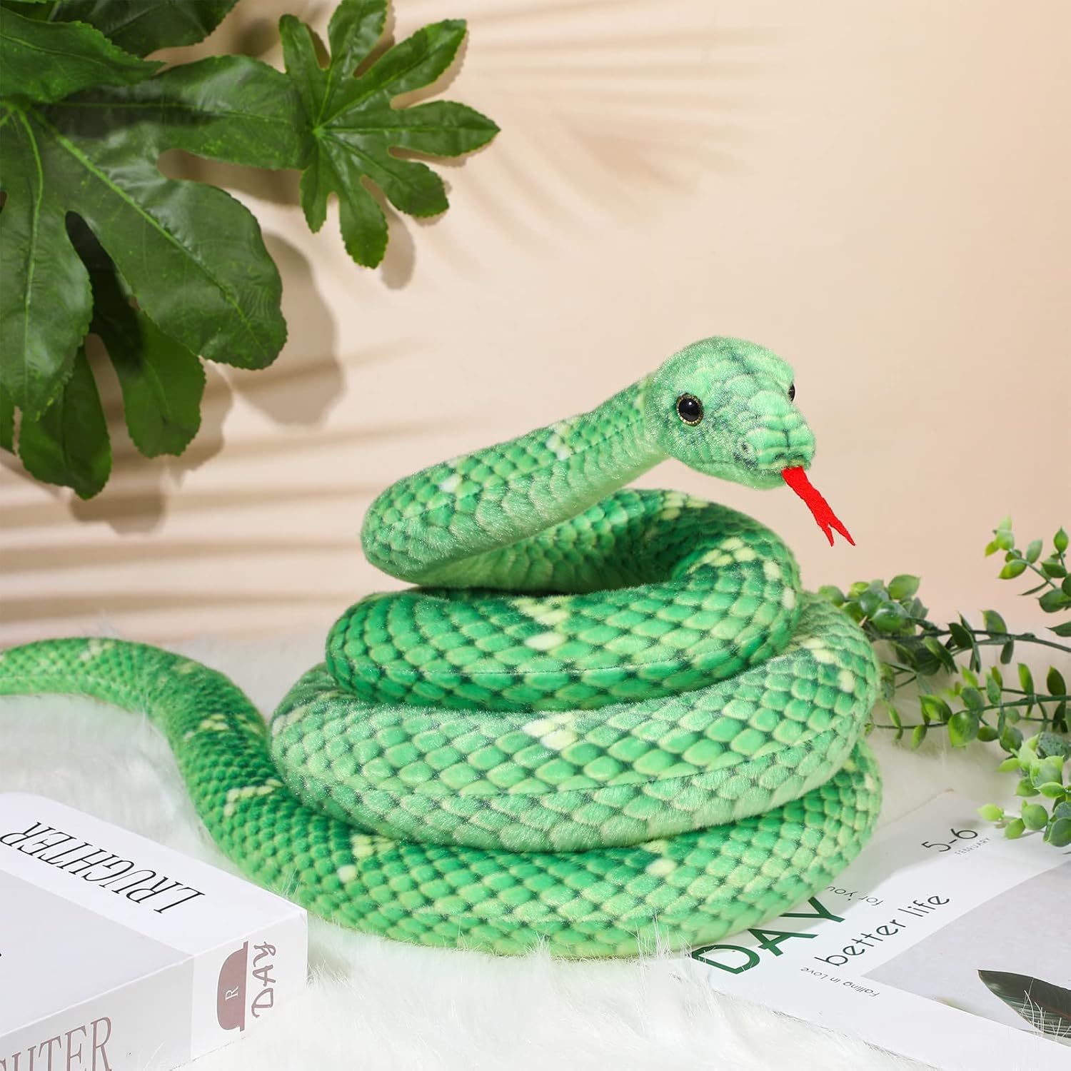 HyDren 80 Inch Giant Plush Snake Toy Green