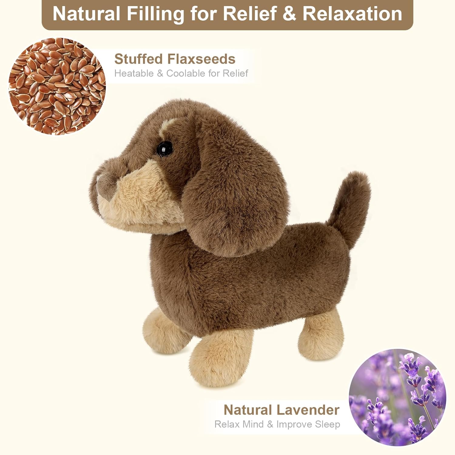 Heatable Coolable Dachshund Plush Toy for Comfort Relaxation