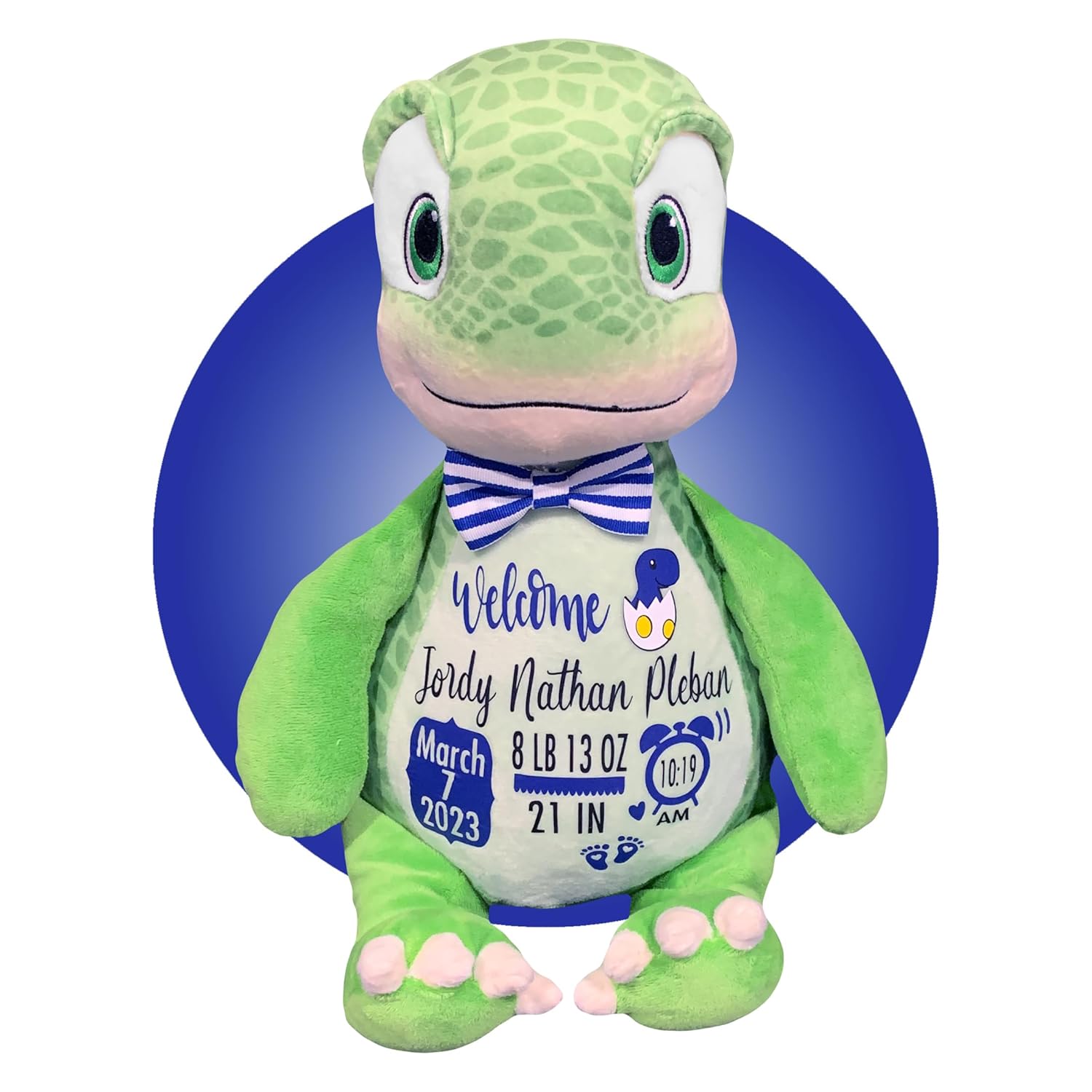 Baby Birth Stats Plush Green Dinosaur