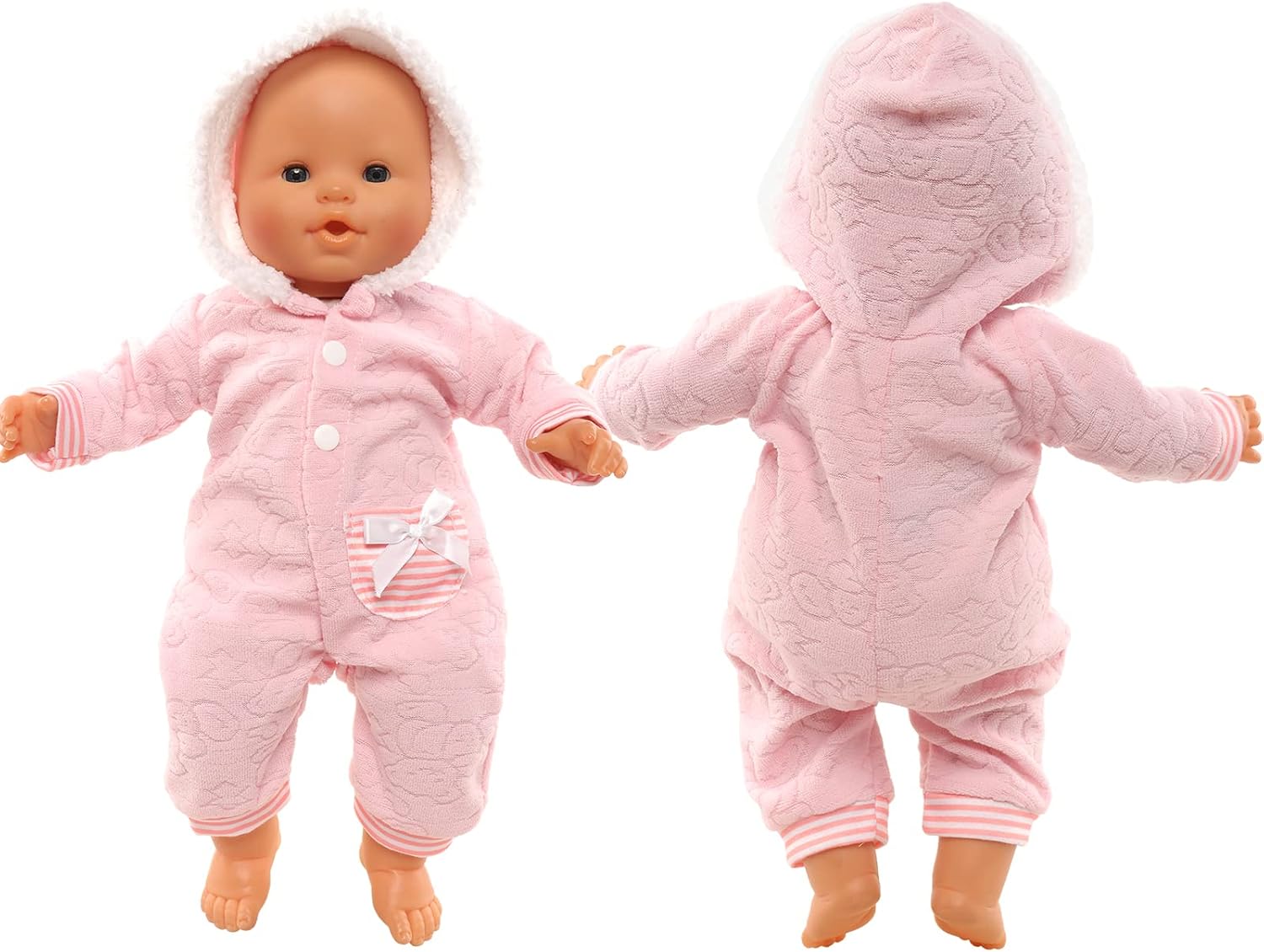 Miunana Baby Doll Clothes Pink Jumpsuit and Cap Set