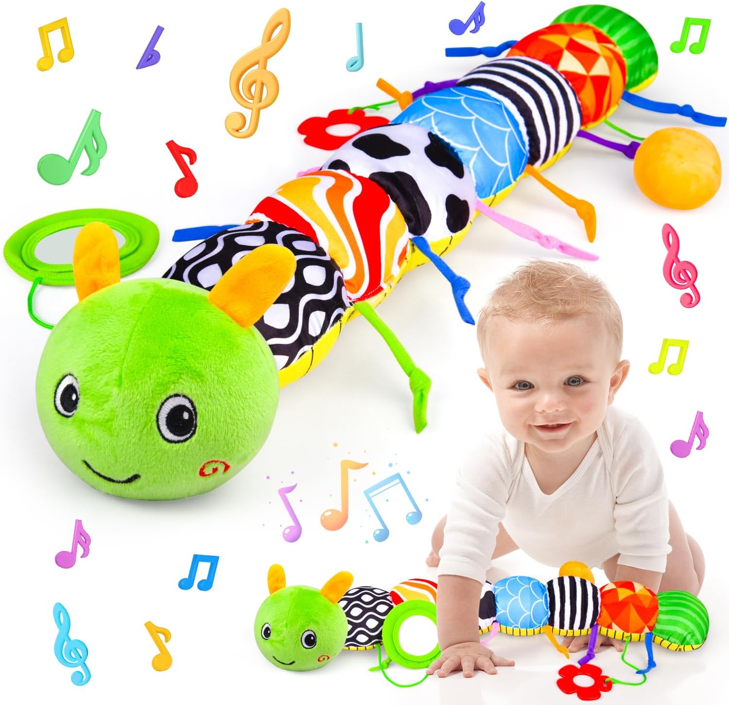 Cute Caterpillar Baby Tummy Time Musical Toy