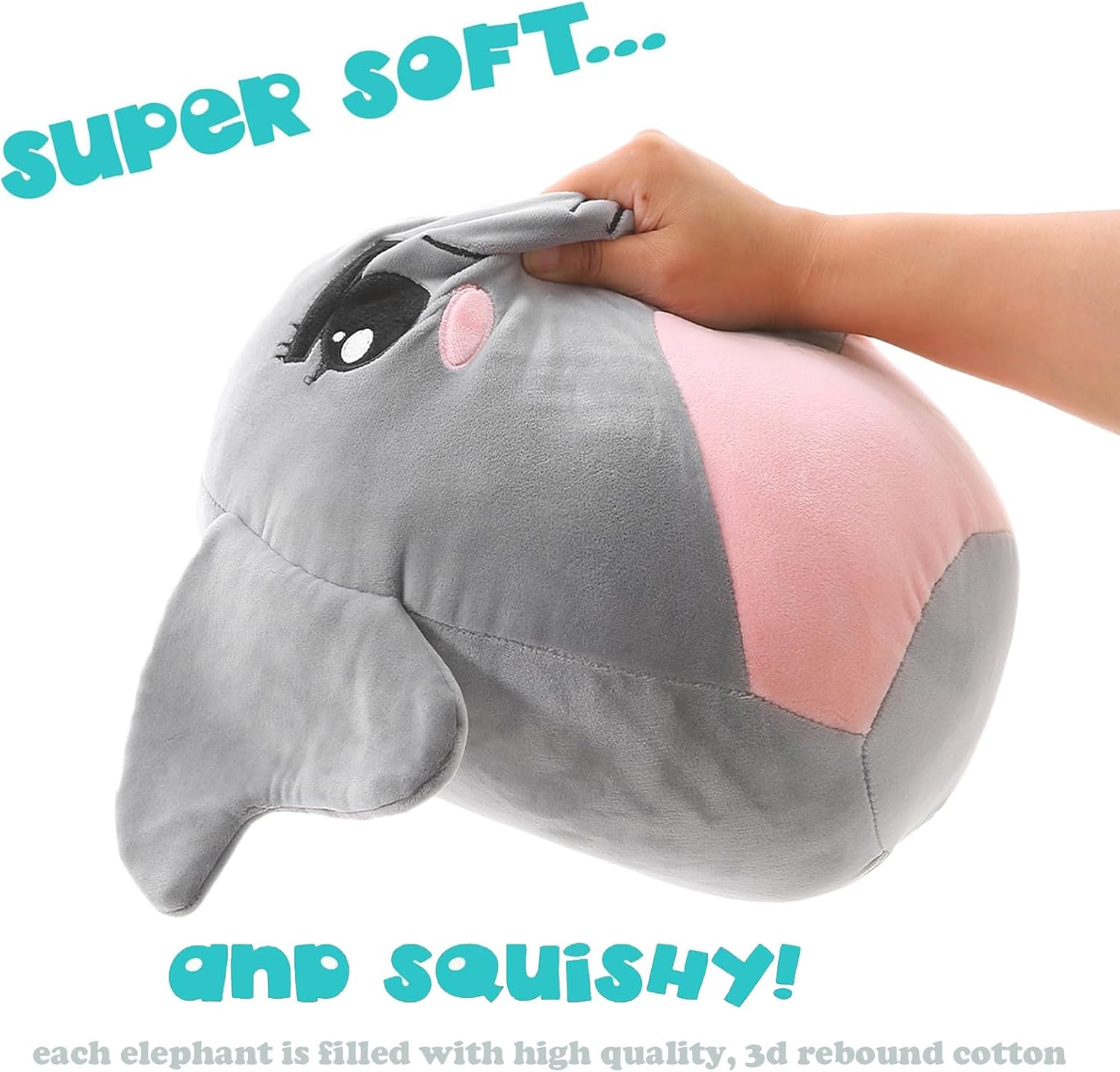 Jemsia 12 Plush Elephant Pillow for Kids and Adults
