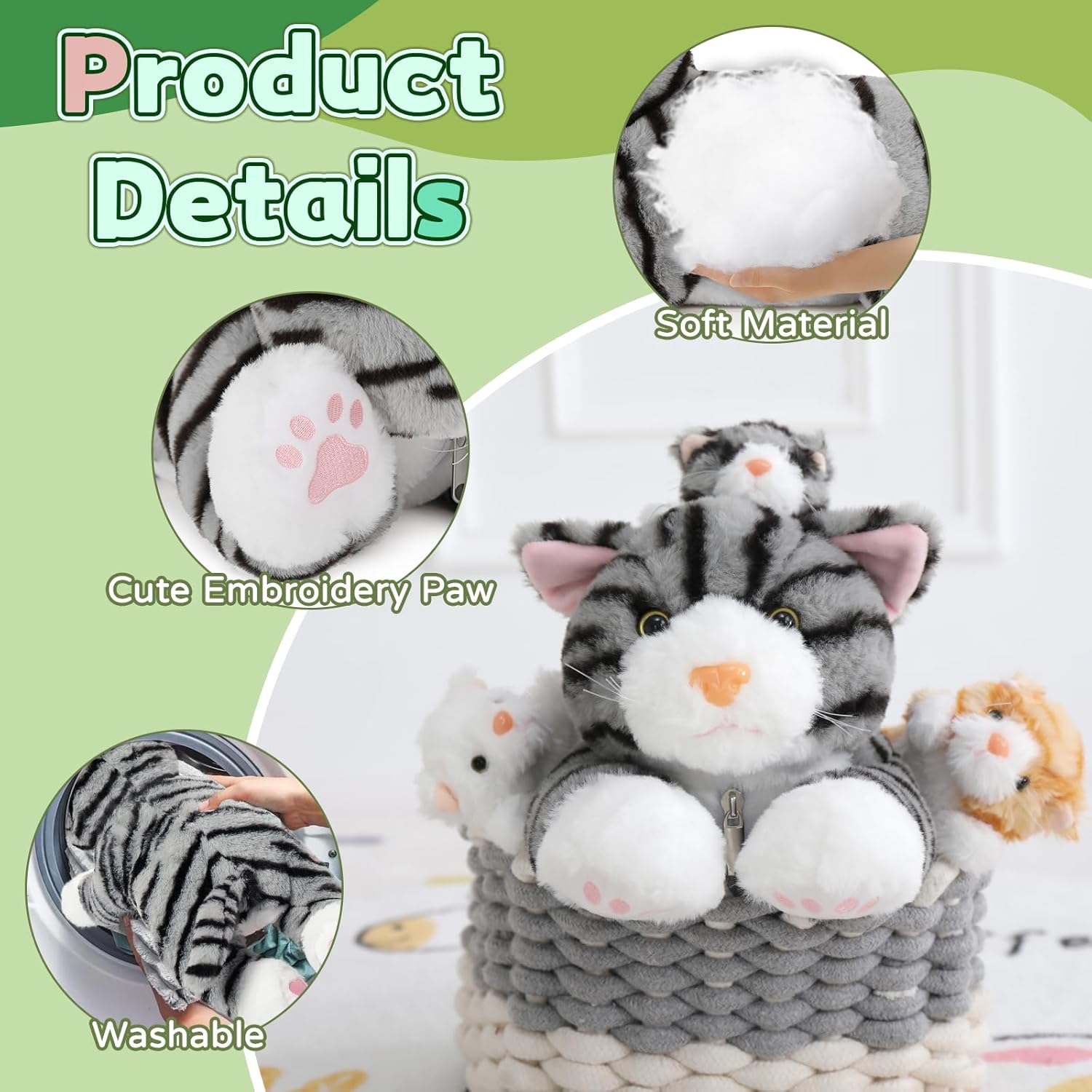 Muiteiur 157 Inch Cuddle Cat Set with Zipper Storage
