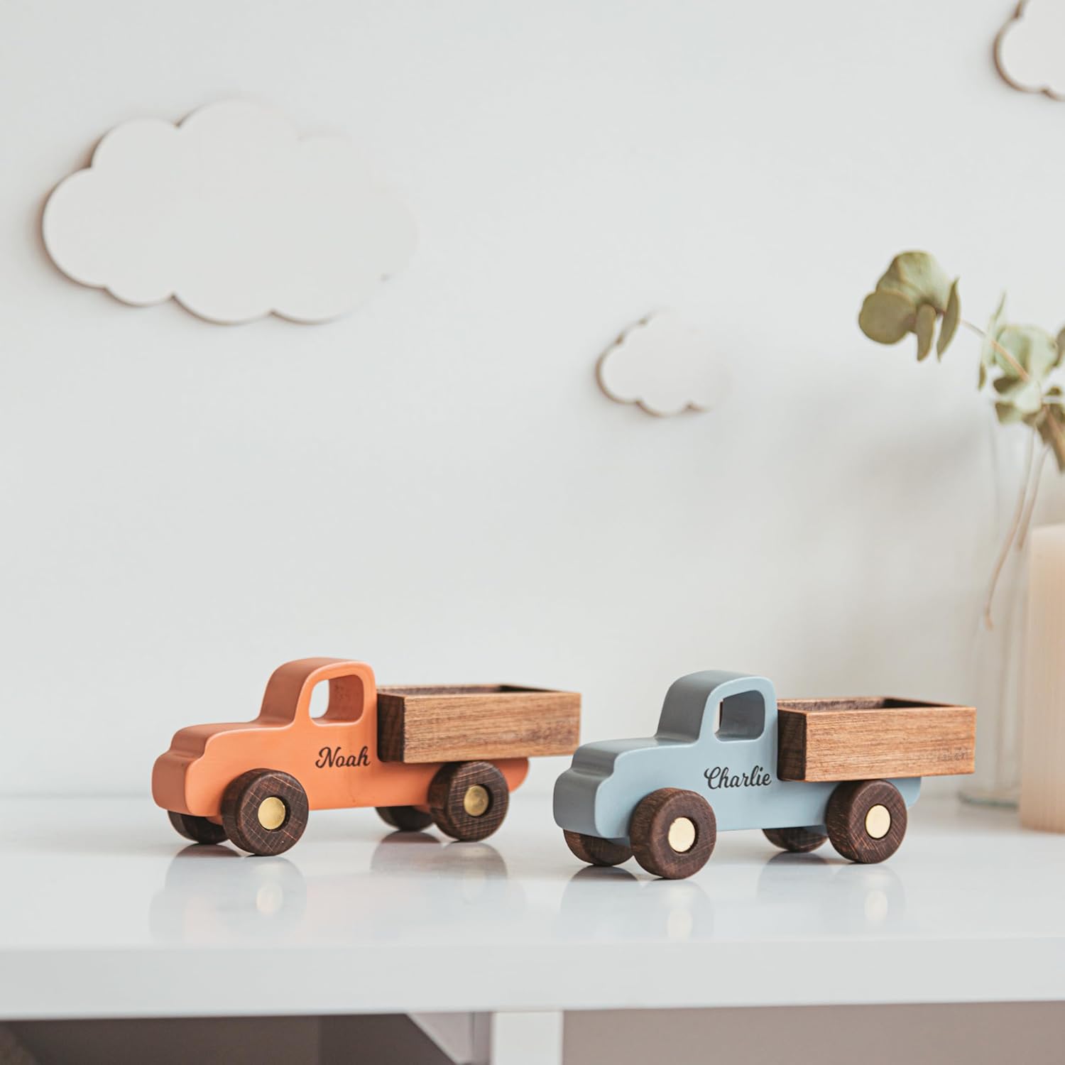 Personalized Wooden Toy Cars Set for Kids