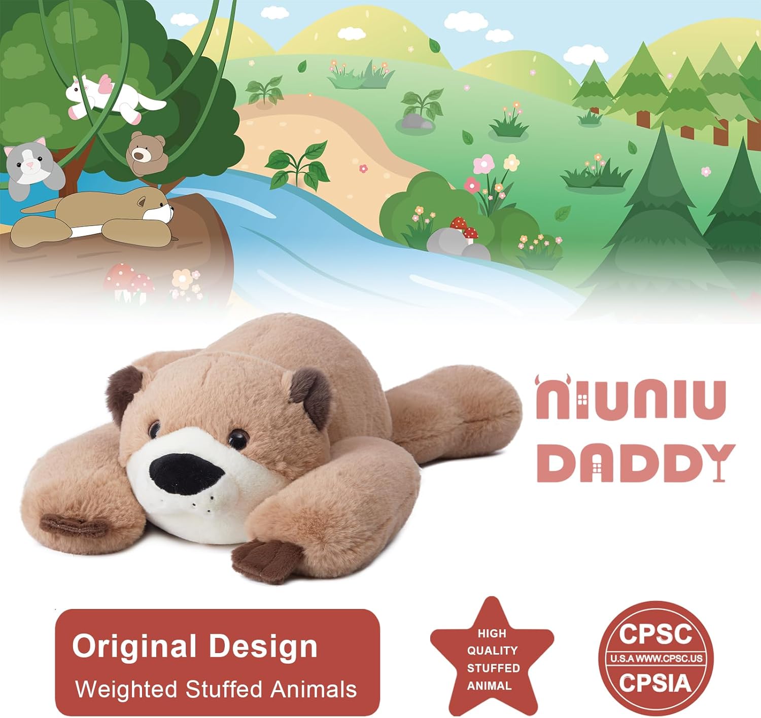 Niuniu Daddy 20 Otter Weighted Plush Toy for Kids Adults