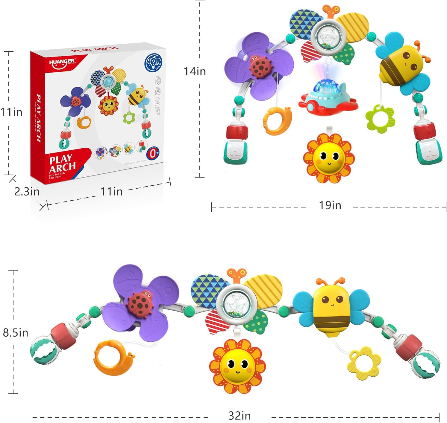 Musical Baby Stroller Arch Toy with 5 Soft Sounds