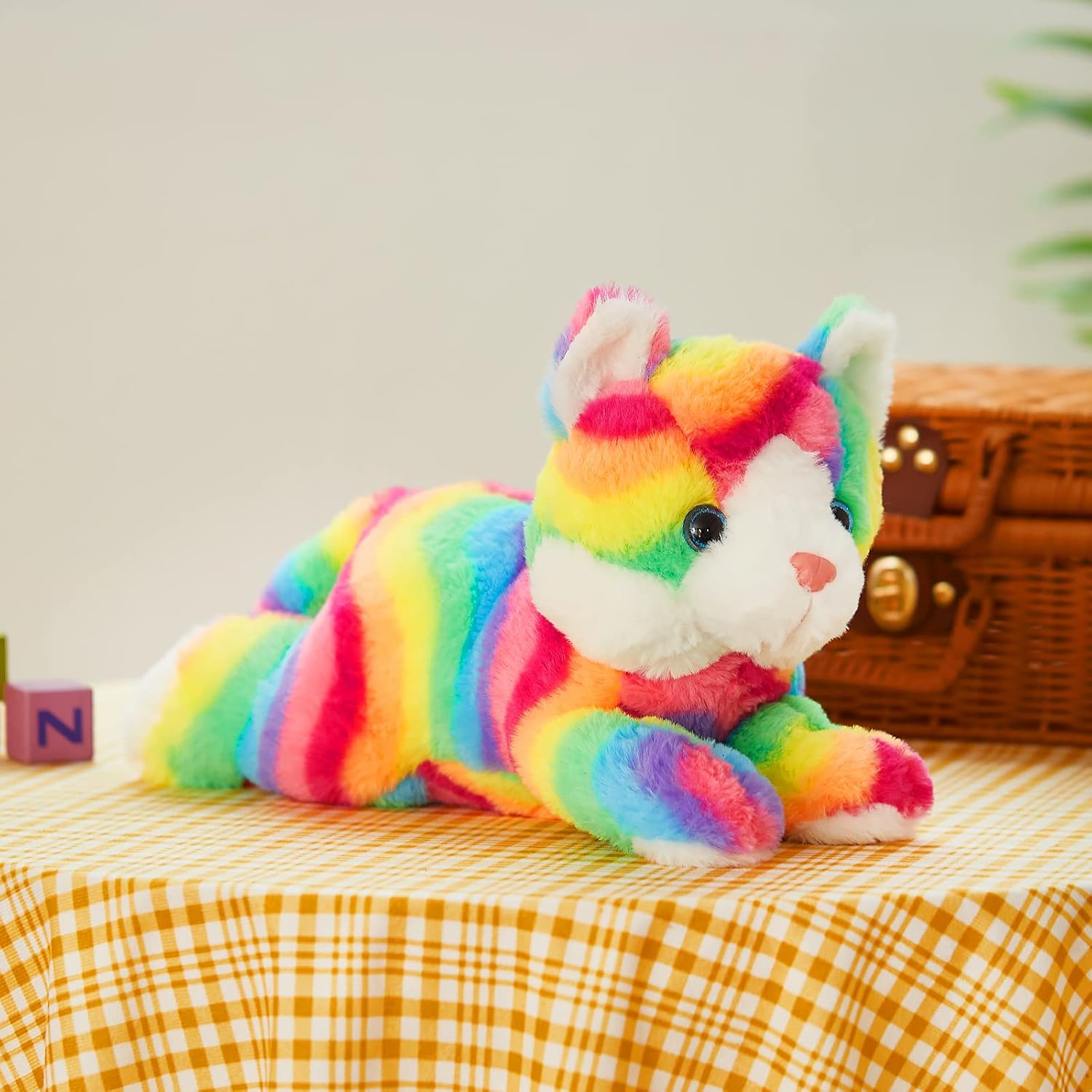Glow Guards 13 Rainbow Cat Plush Toy with LED Night Light and Lullaby