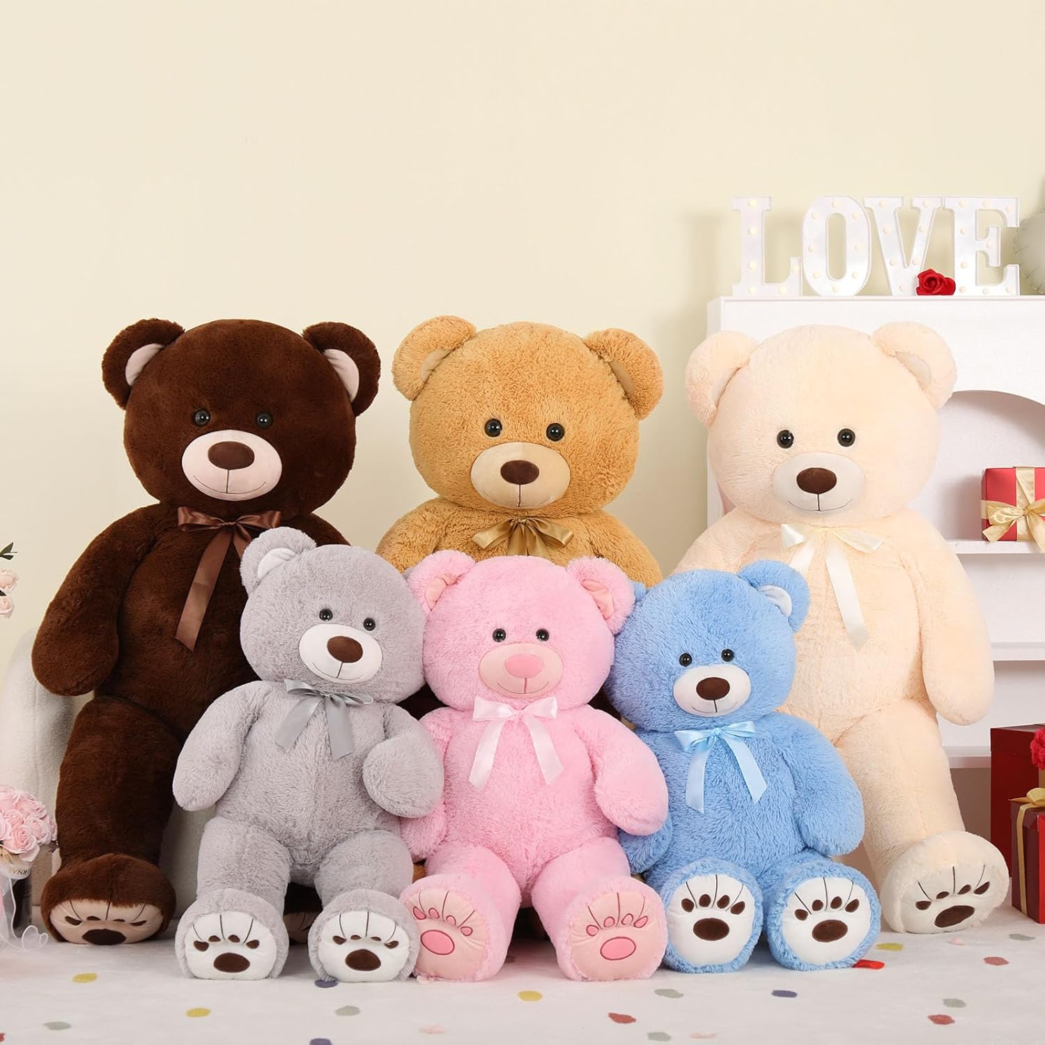 MorisMos 36in Giant Gray Teddy Bear Plush Toy