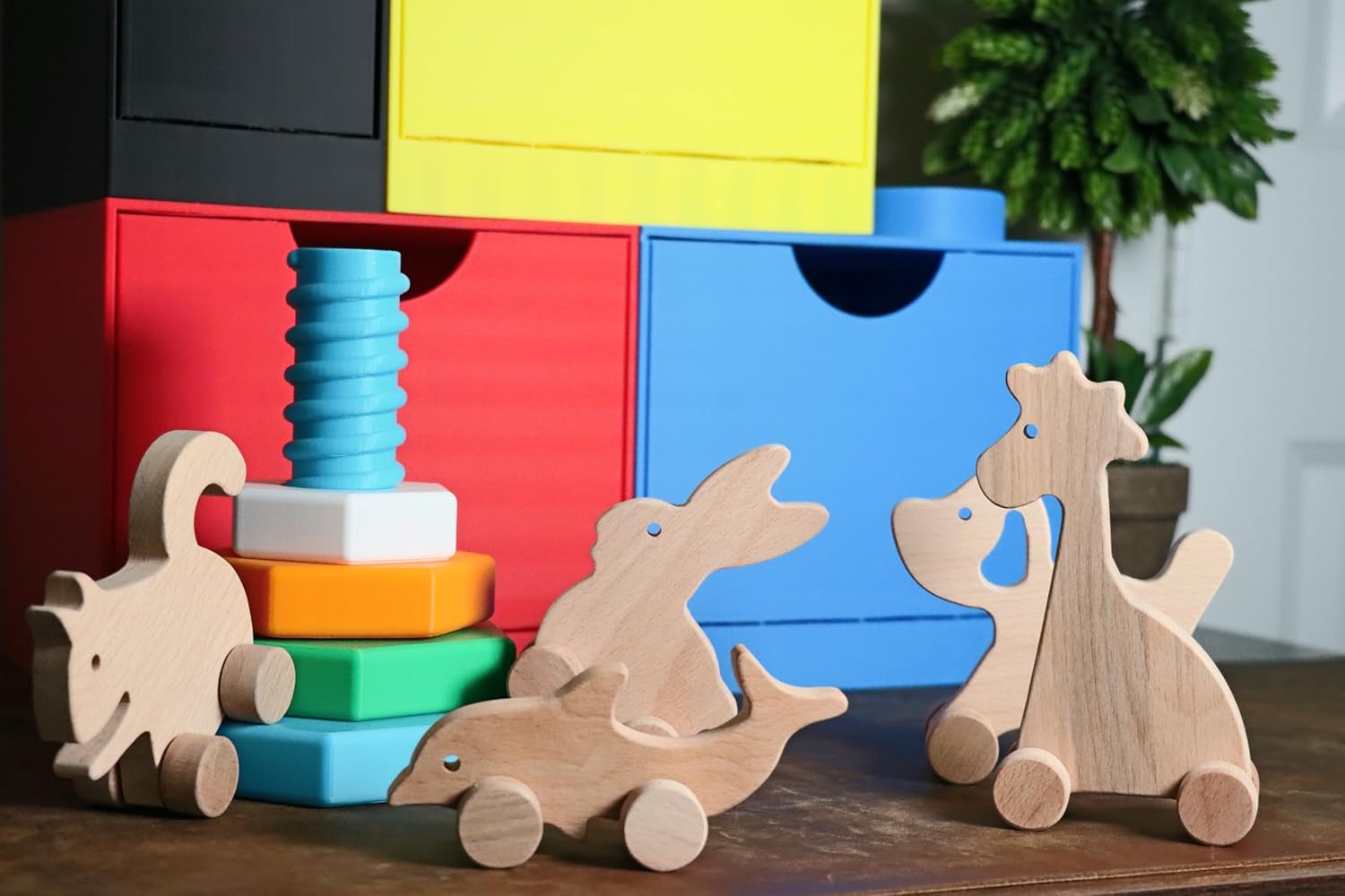 Personalized Wooden Rabbit Push Toy Handmade Baby Gift