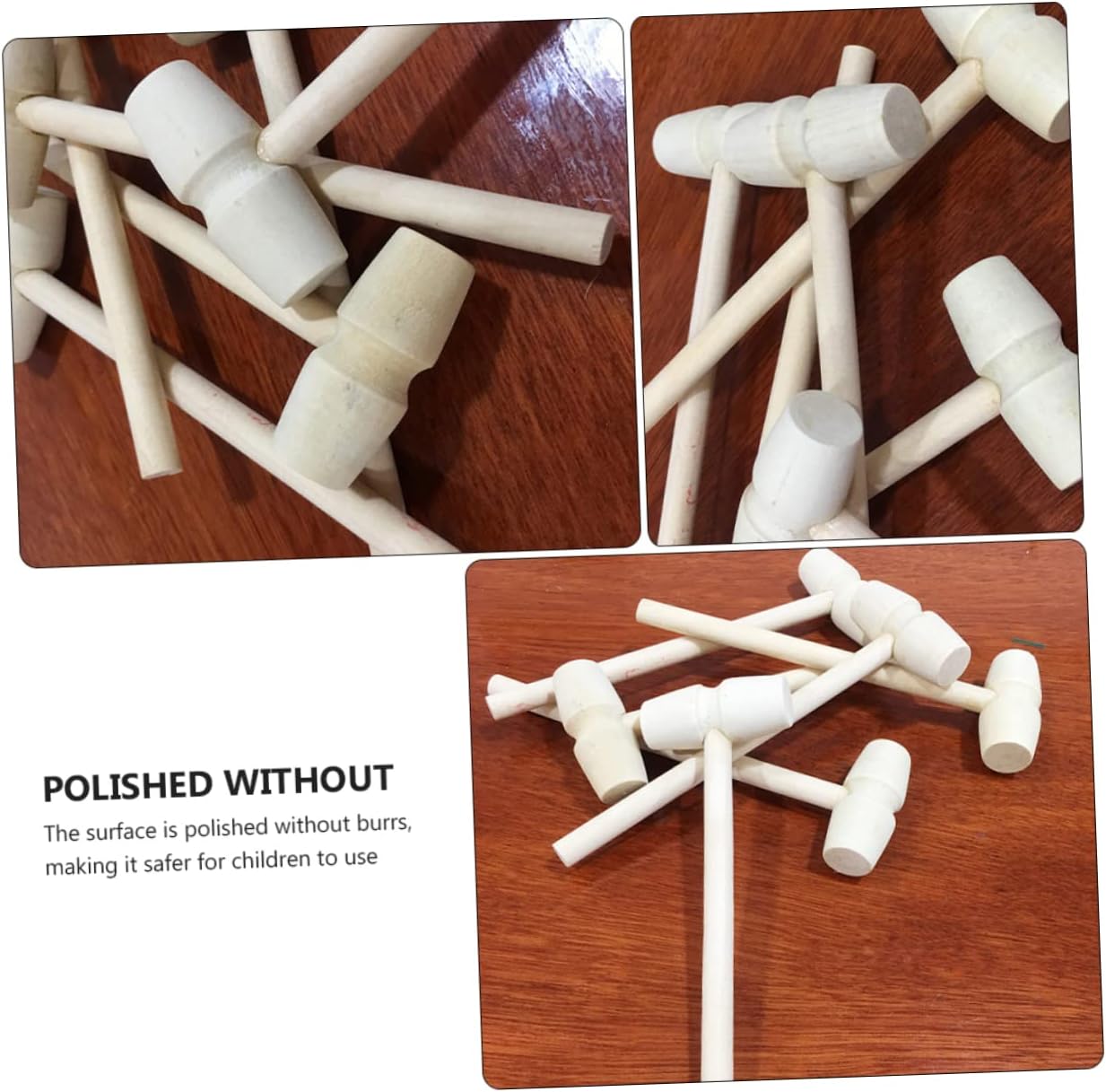 Toyvian Wooden Mini Hammers 15pc Set for Kids