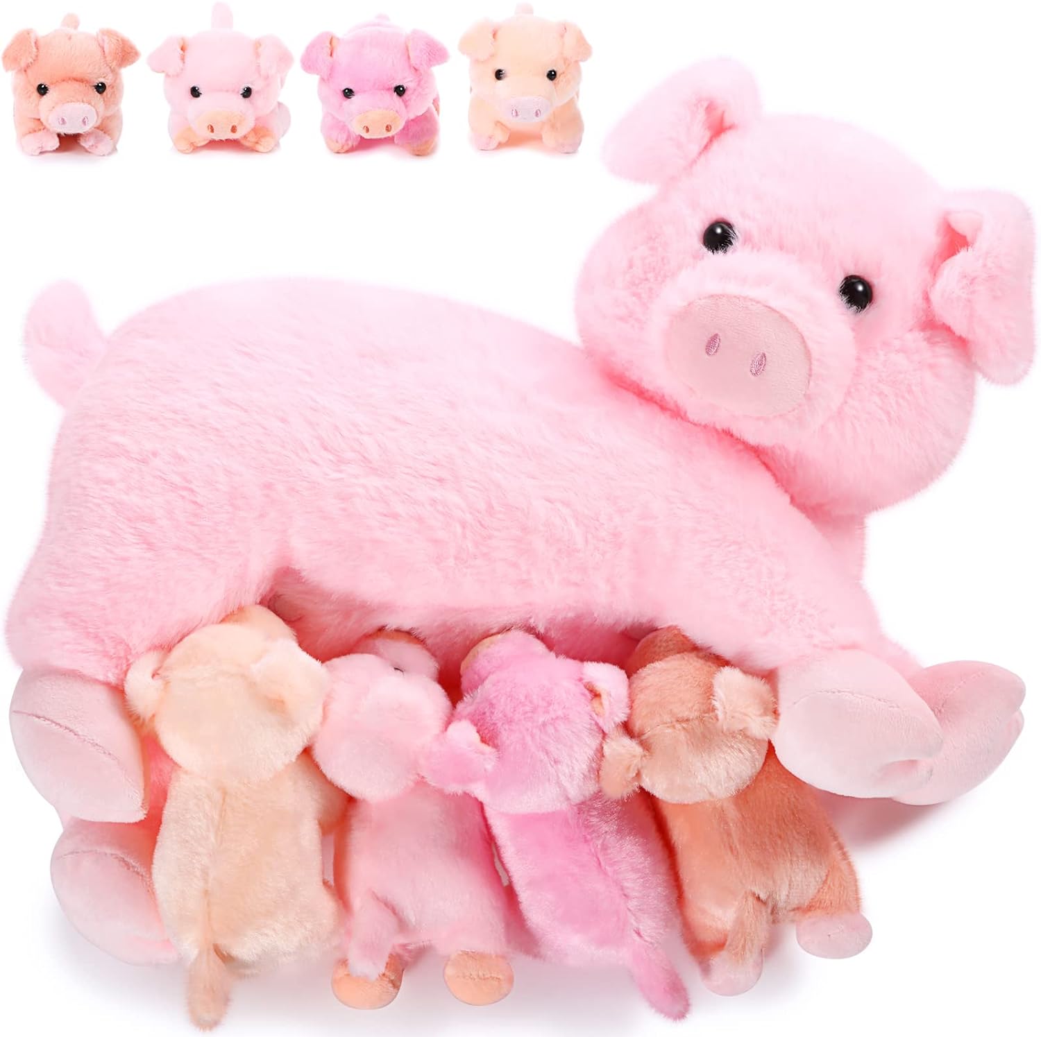 Honoson Plush Pig Set with 4 Magnetic Baby Pigs