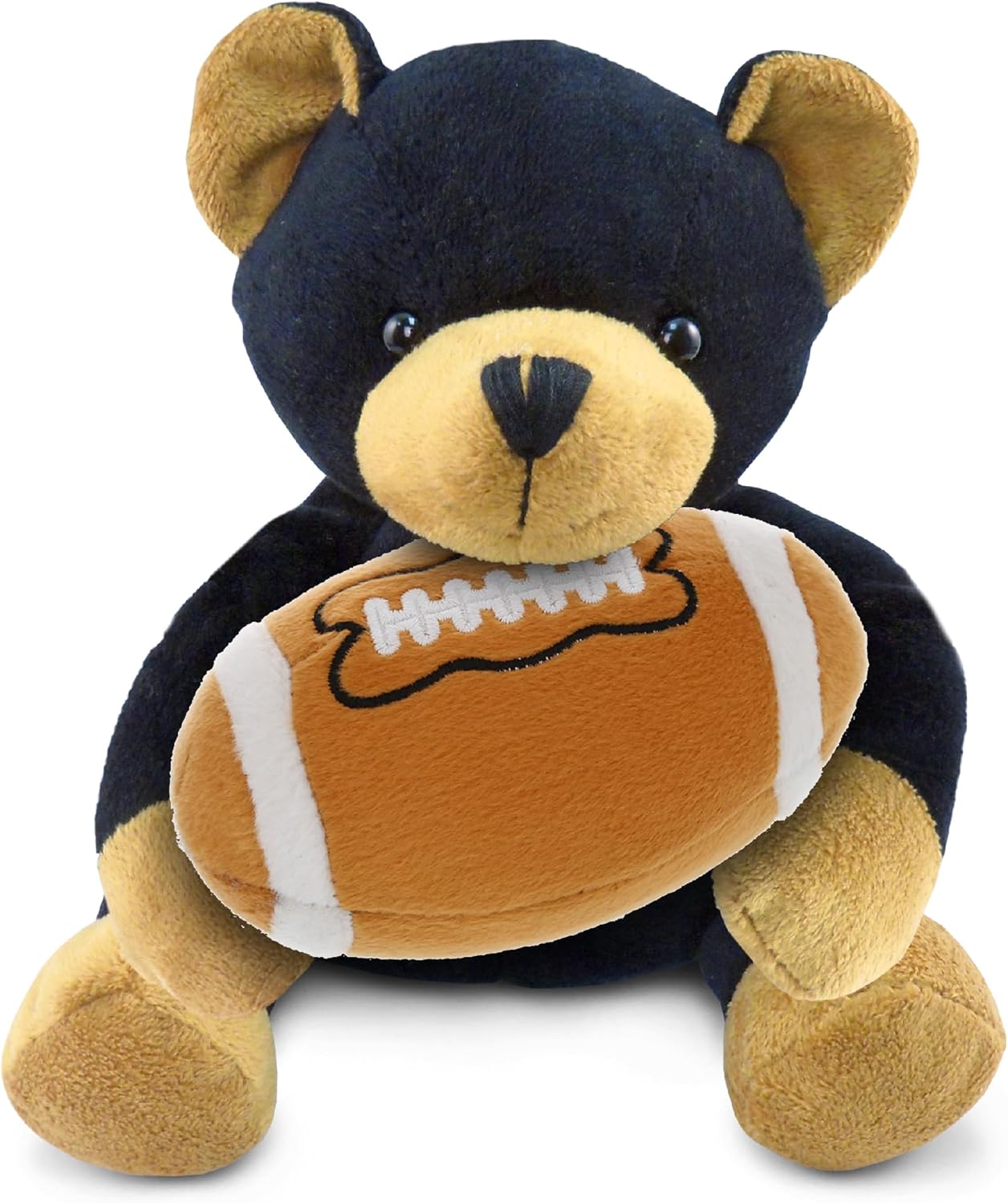 DolliBu Black Bear Plush with Football - 6 Inch Huggable Stuffed Animal