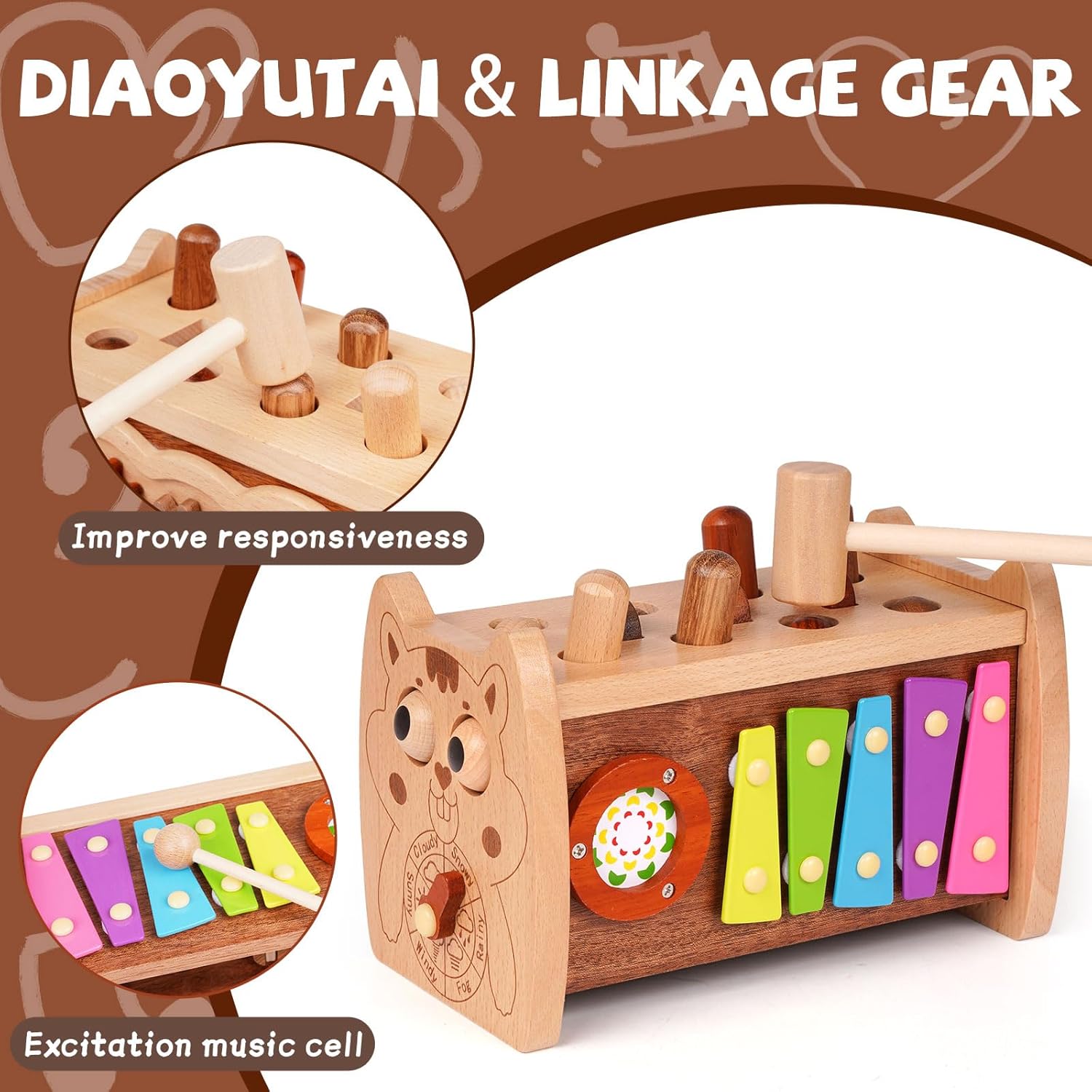 Agirlgle 6-in-1 Wooden Montessori Toy Set