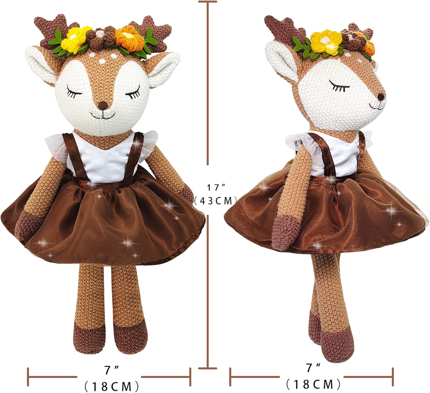 Cute 17 Deer Plush Toy with Red Antlers