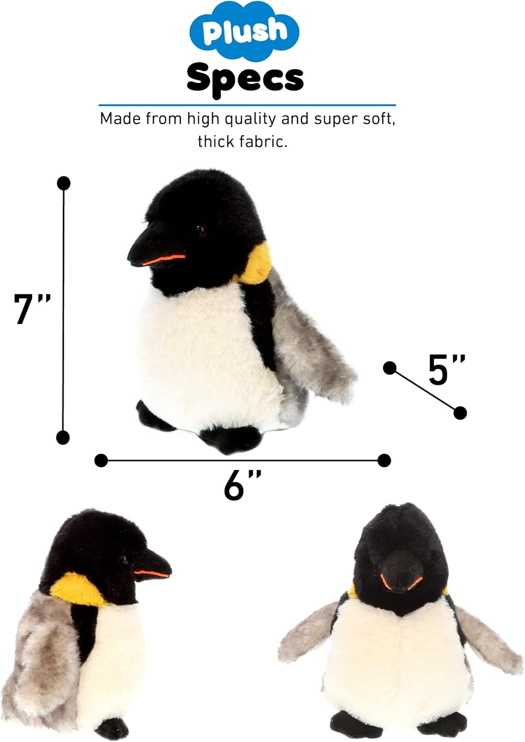 DolliBu Plush Penguin - 7 Inch Huggable Stuffed Animal