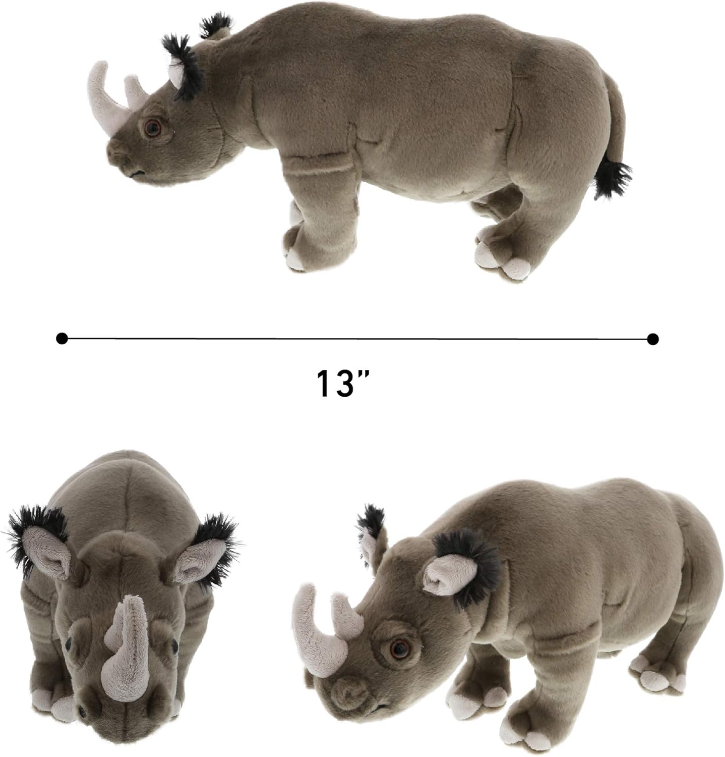 DolliBu Wild Stuffed Animal Soft Plush Rhino Toy for Kids