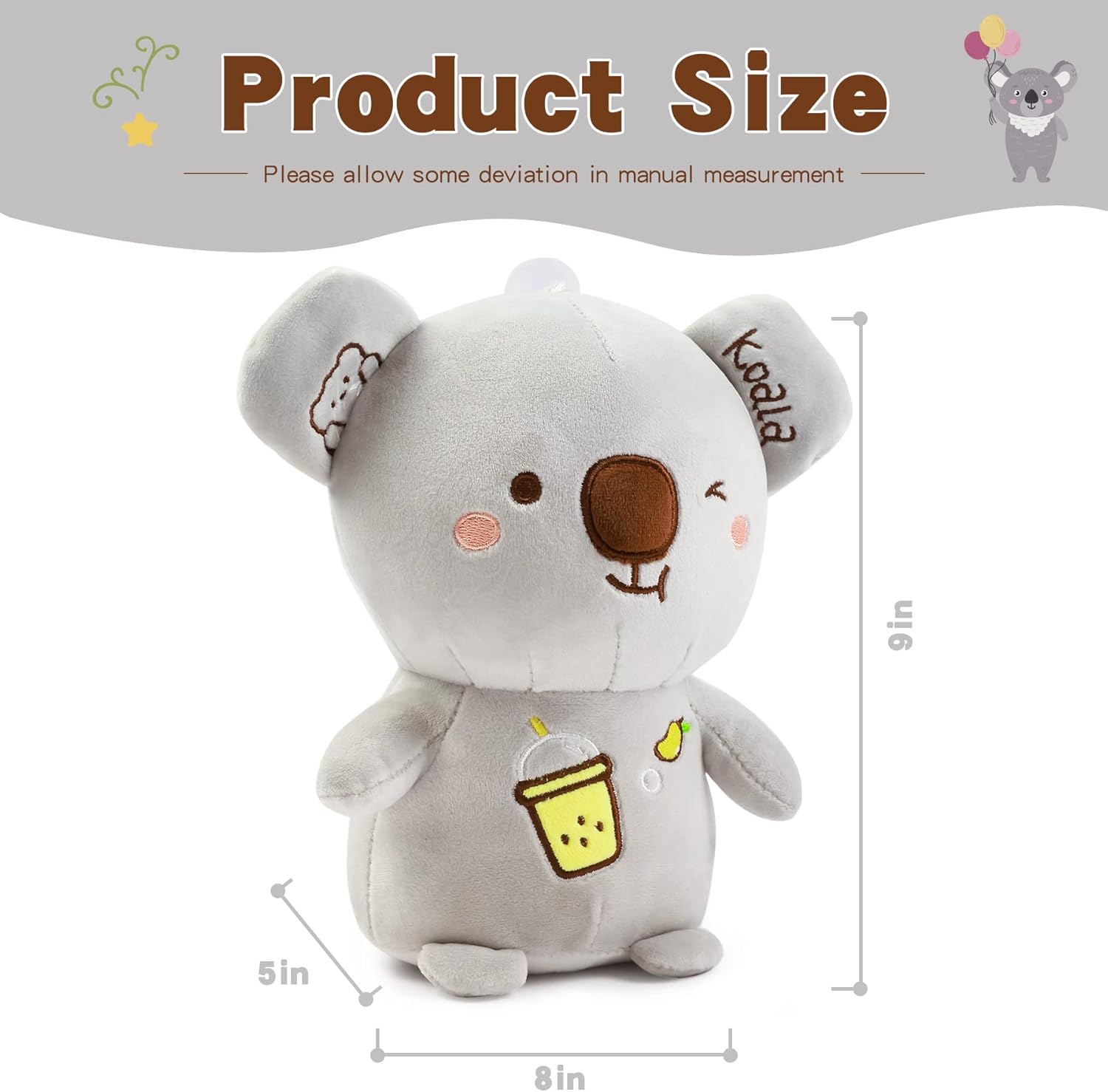 ZGXIONG 9 Inch Grey Koala Plush Toy