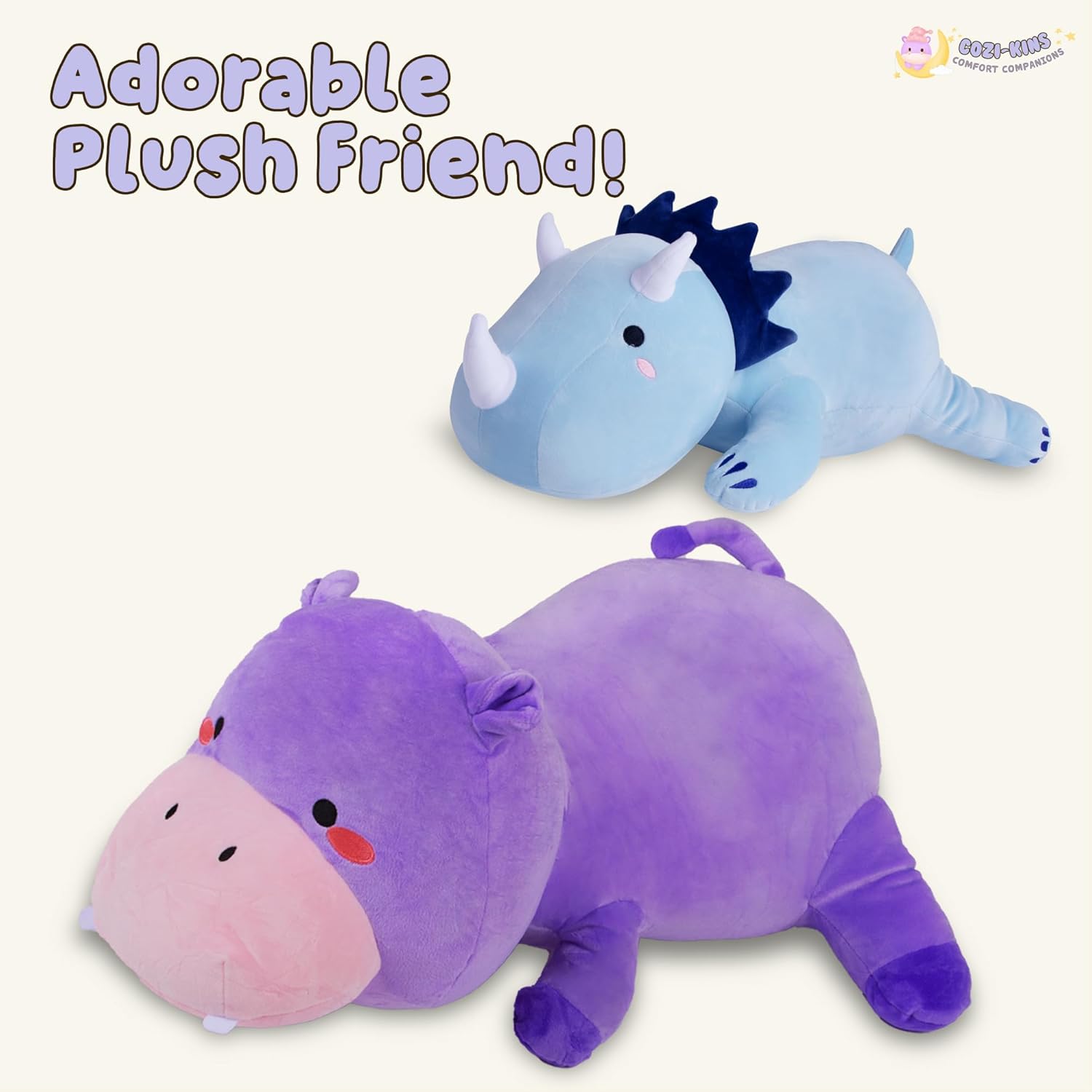 Cozi-Kins Weighted Purple Hippo Stuffed Animal - 35 Lbs 24 Inches