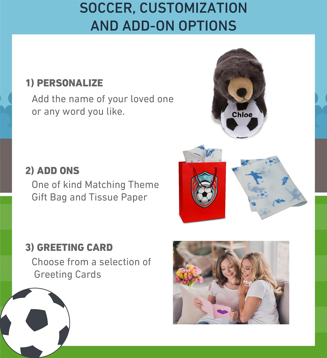 DolliBu Standing Black Bear with Soccer Ball Plush - 11 Inch