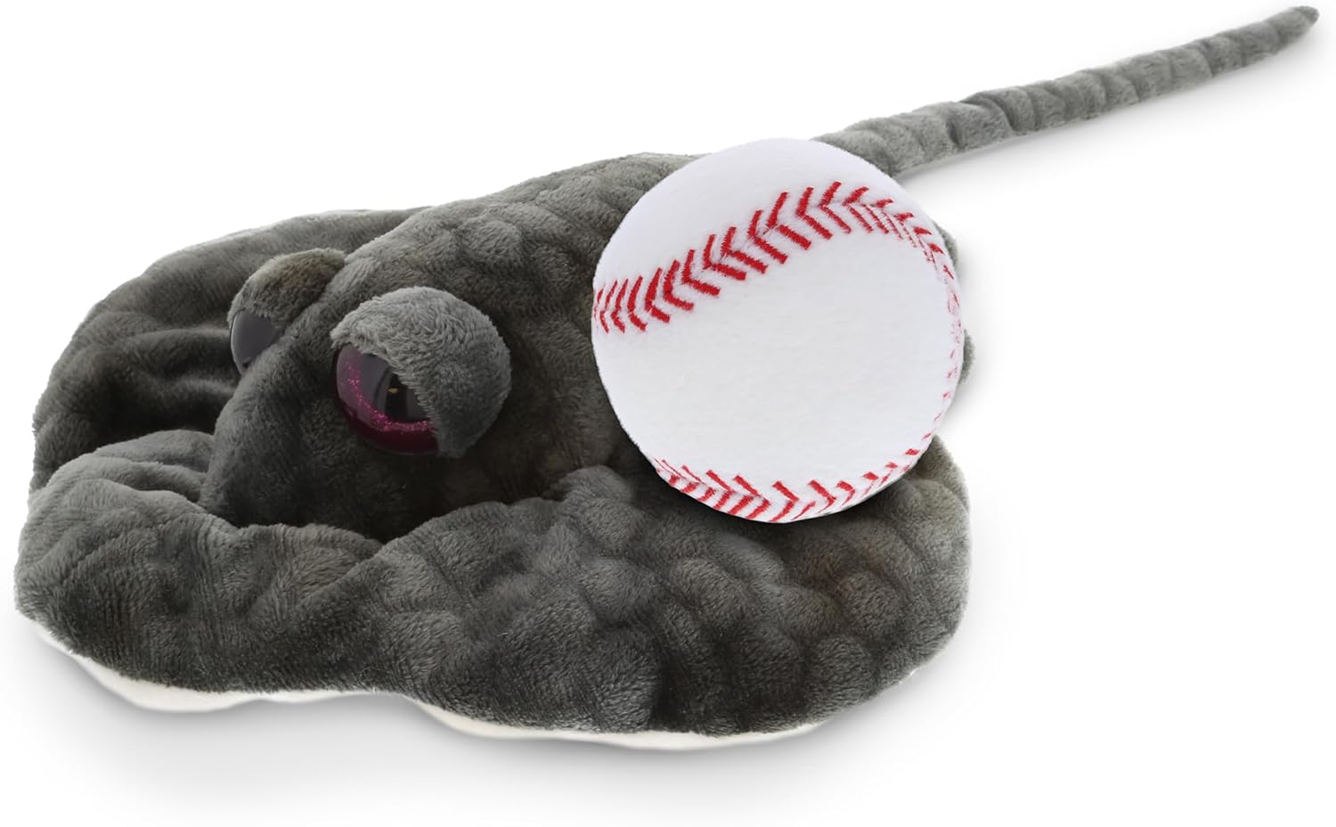 DolliBu 18 Inch Grey Stingray Plush with Baseball