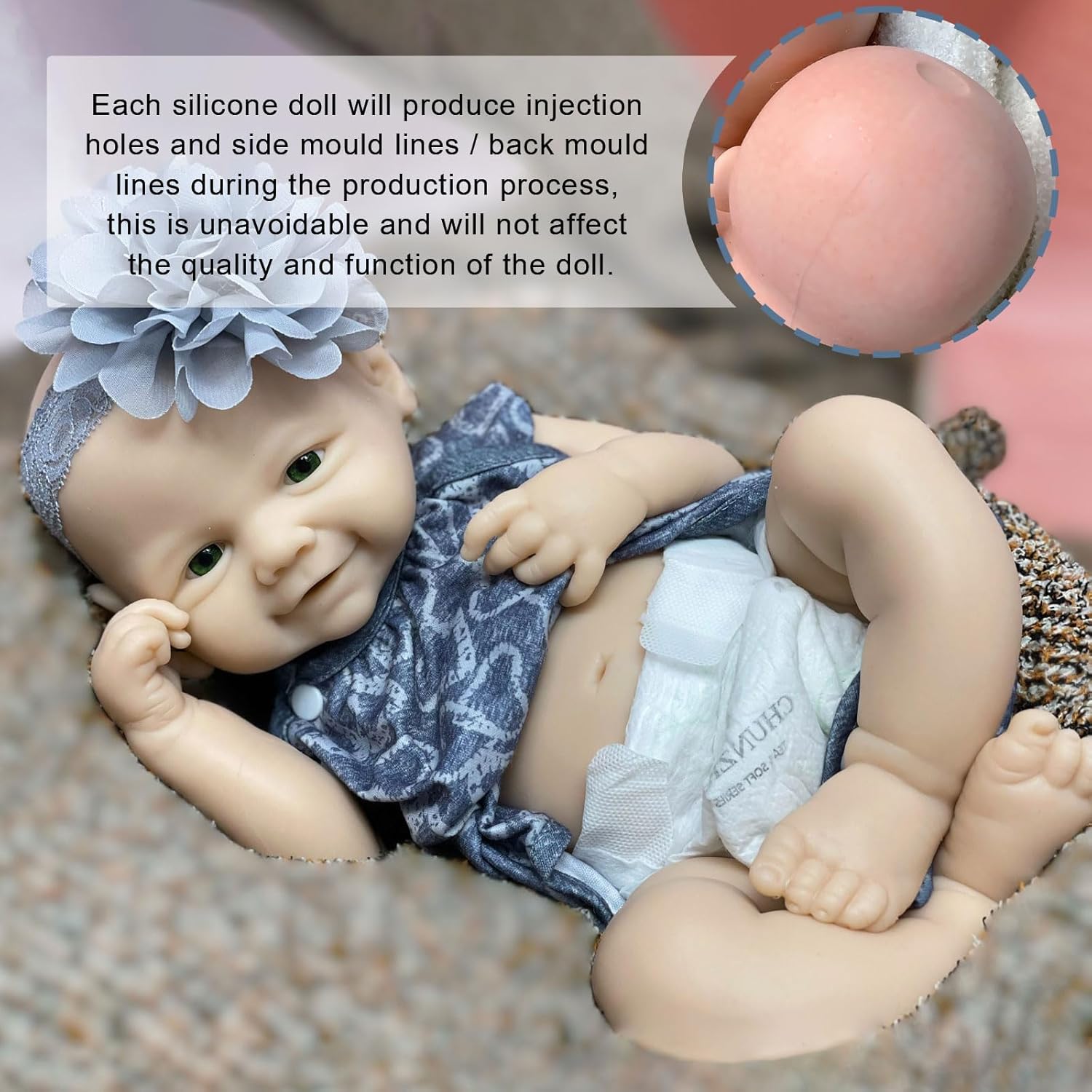 18 Inch Unpainted Reborn Silicone Baby Doll for Kids