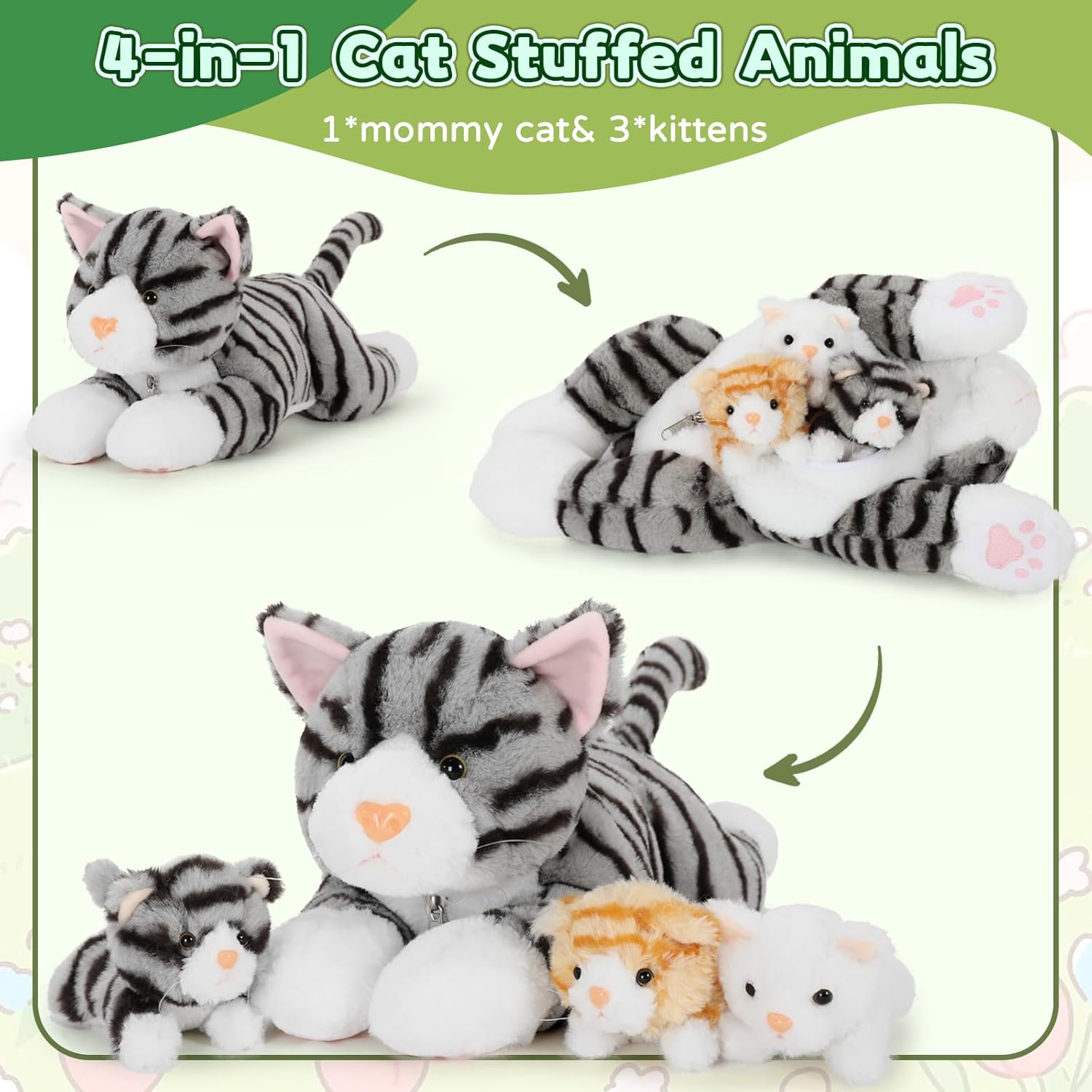 Muiteiur 157 Inch Cuddle Cat Set with Zipper Storage