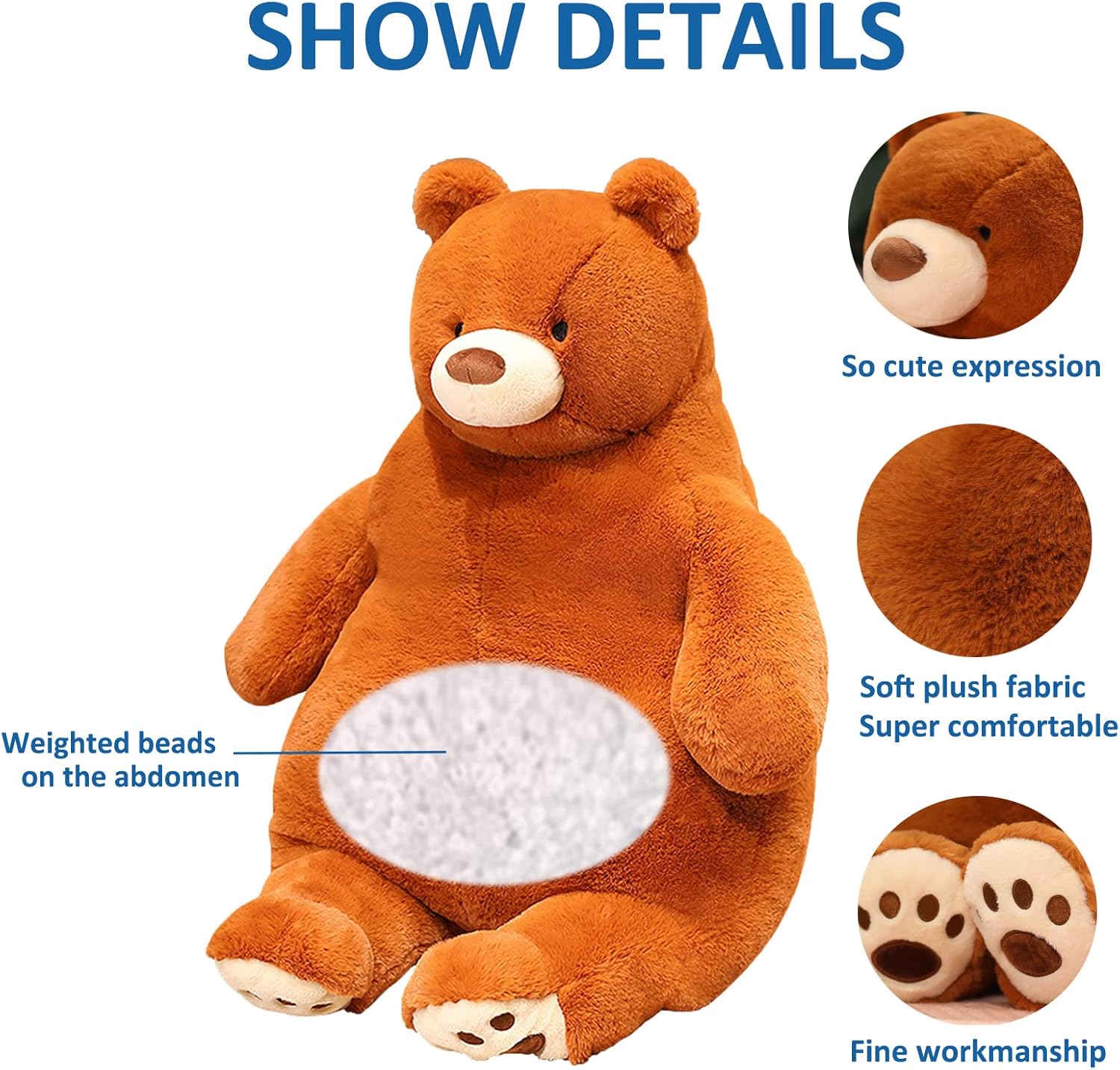 Ronivia Weighted Bear Plush Pillow 17 35 lbs