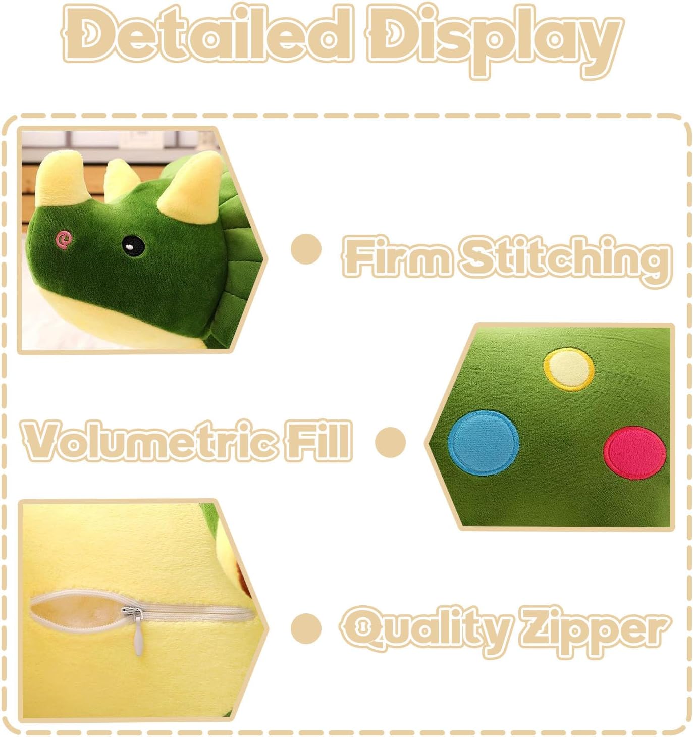 NILISWIEST Dinosaur Plush Pillow Toy Green Triceratops