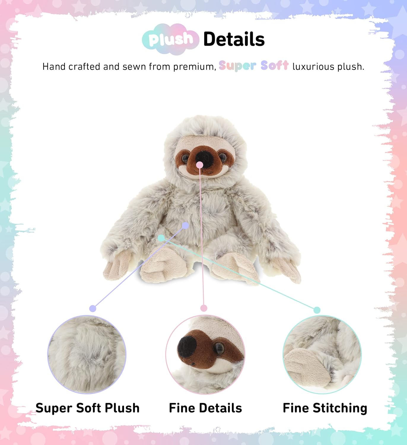 DolliBu Plush Sloth Stuffed Animal - 675 Inches