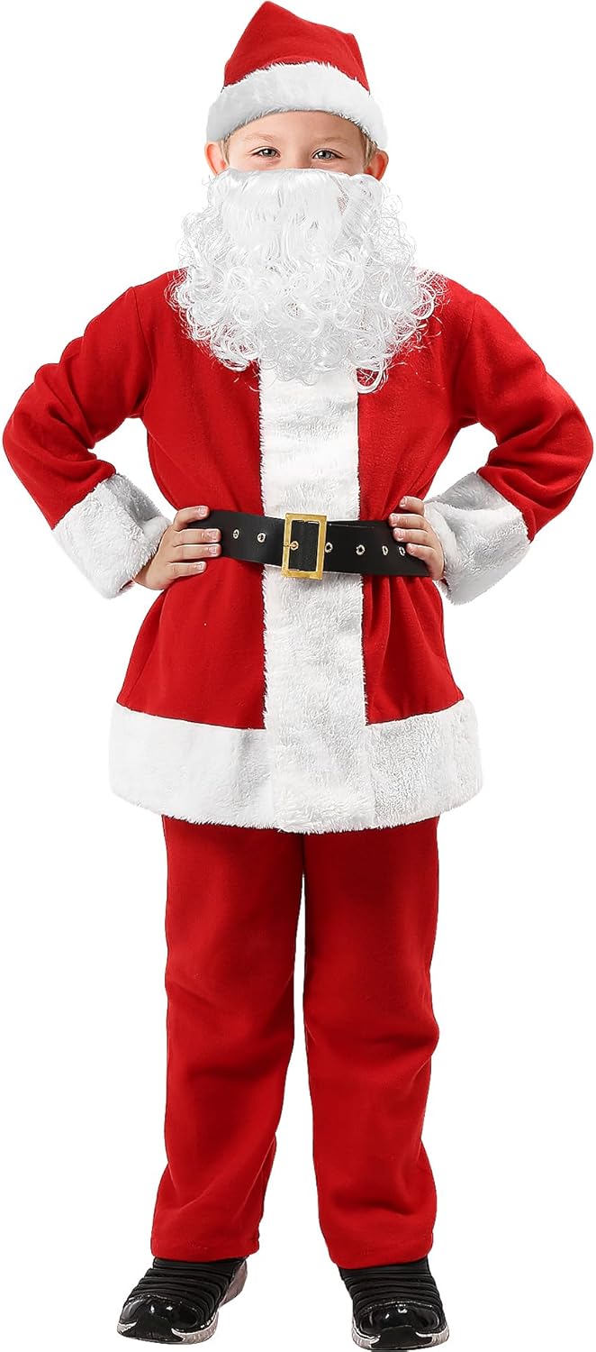 Kids Santa Costume 5Pcs Festive Christmas Suit for Children