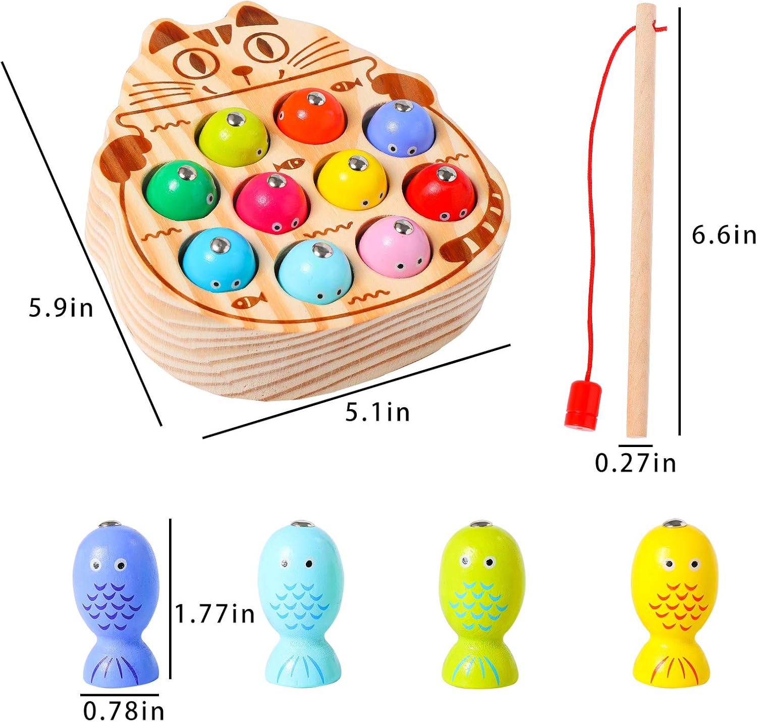 Montessori Magnetic Fishing Game for Toddlers 1-3 Years