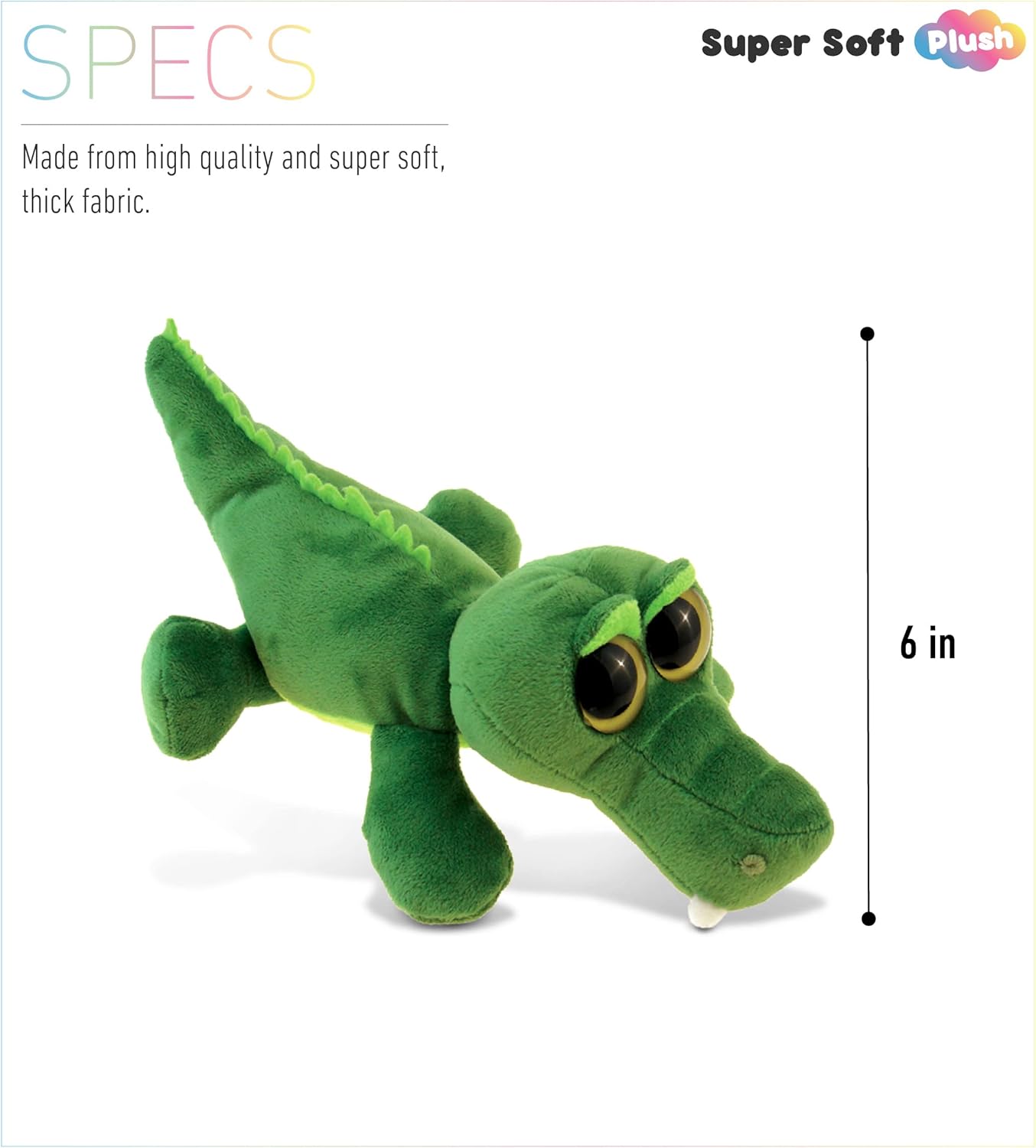 DolliBu Green Alligator Plush Stuffed Animal - 6 Inches
