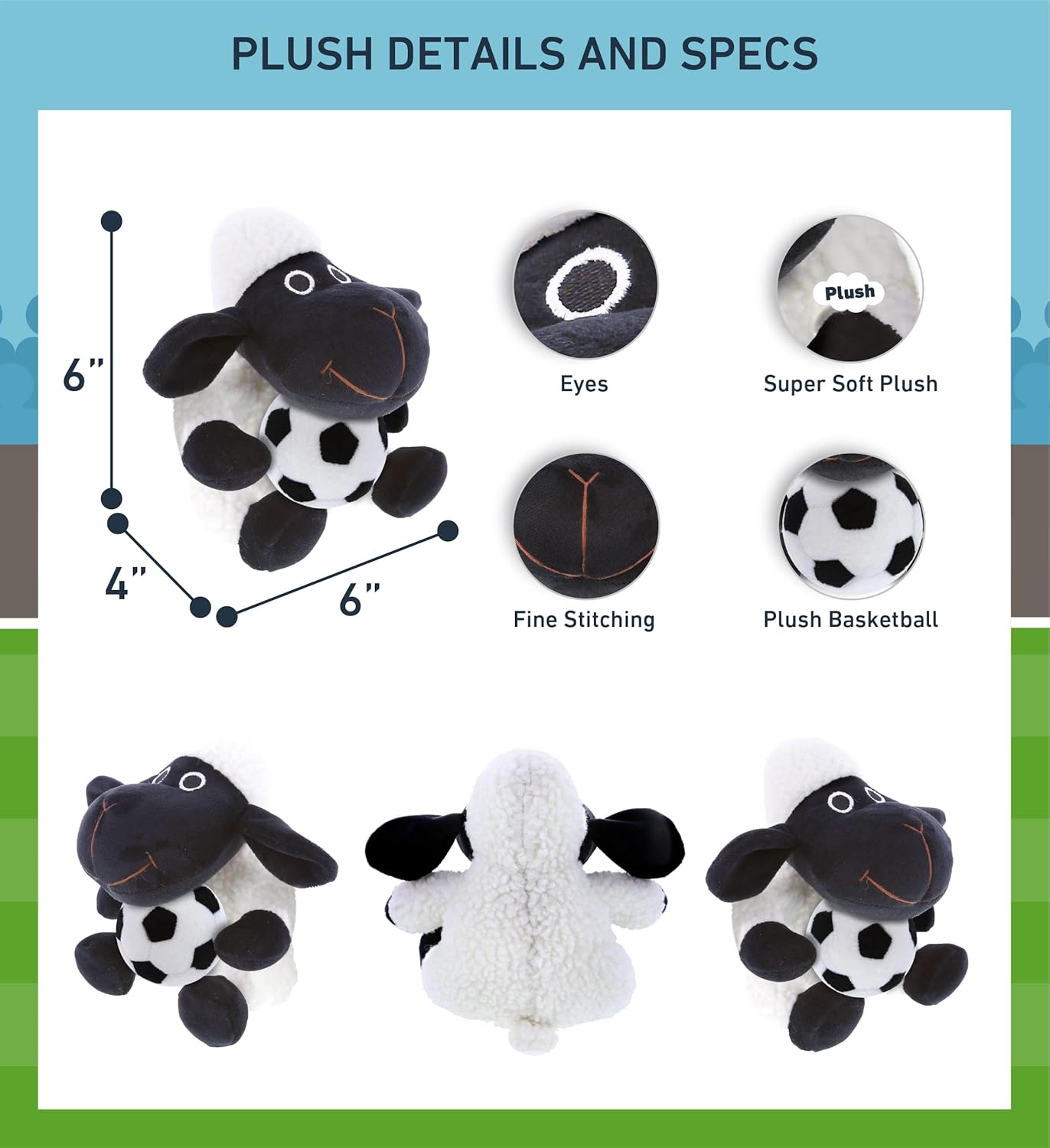 DolliBu Black Nose Sheep Plush with Soccer Ball - 6 Inches 1