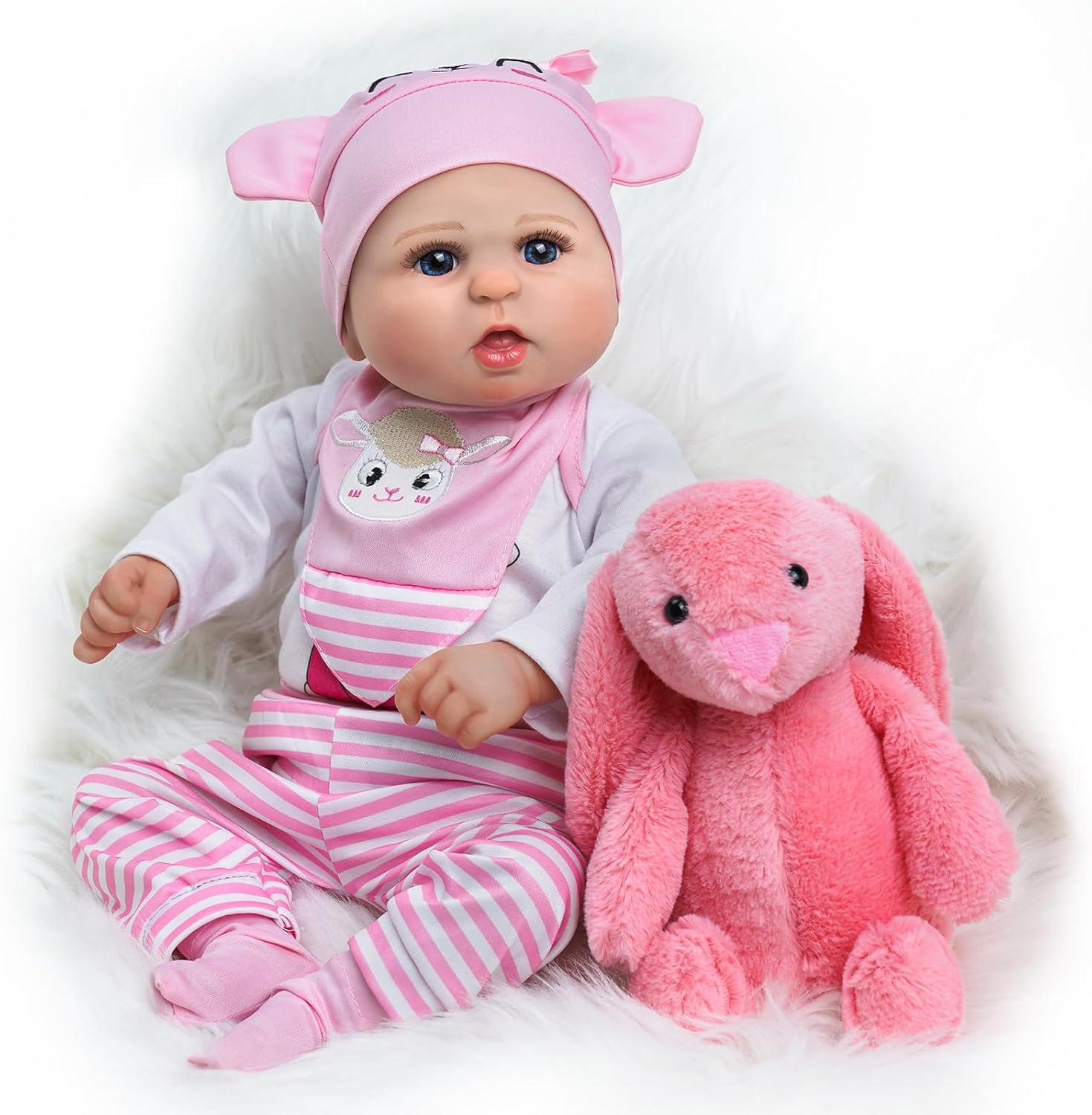 BABESIDE Reborn Baby Doll with 8pcs Clothes and Bassinet 1