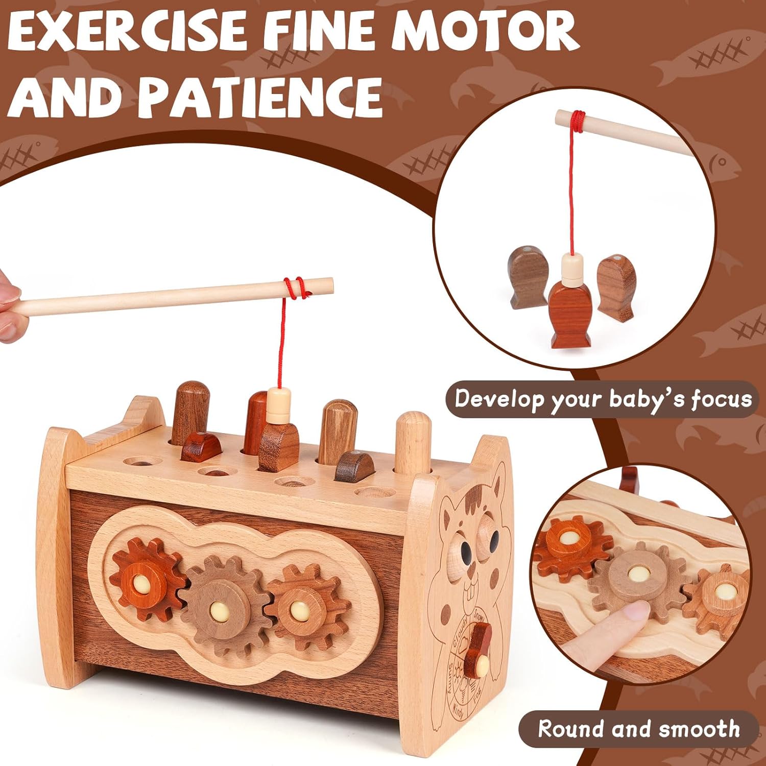 Agirlgle 6-in-1 Wooden Montessori Toy Set