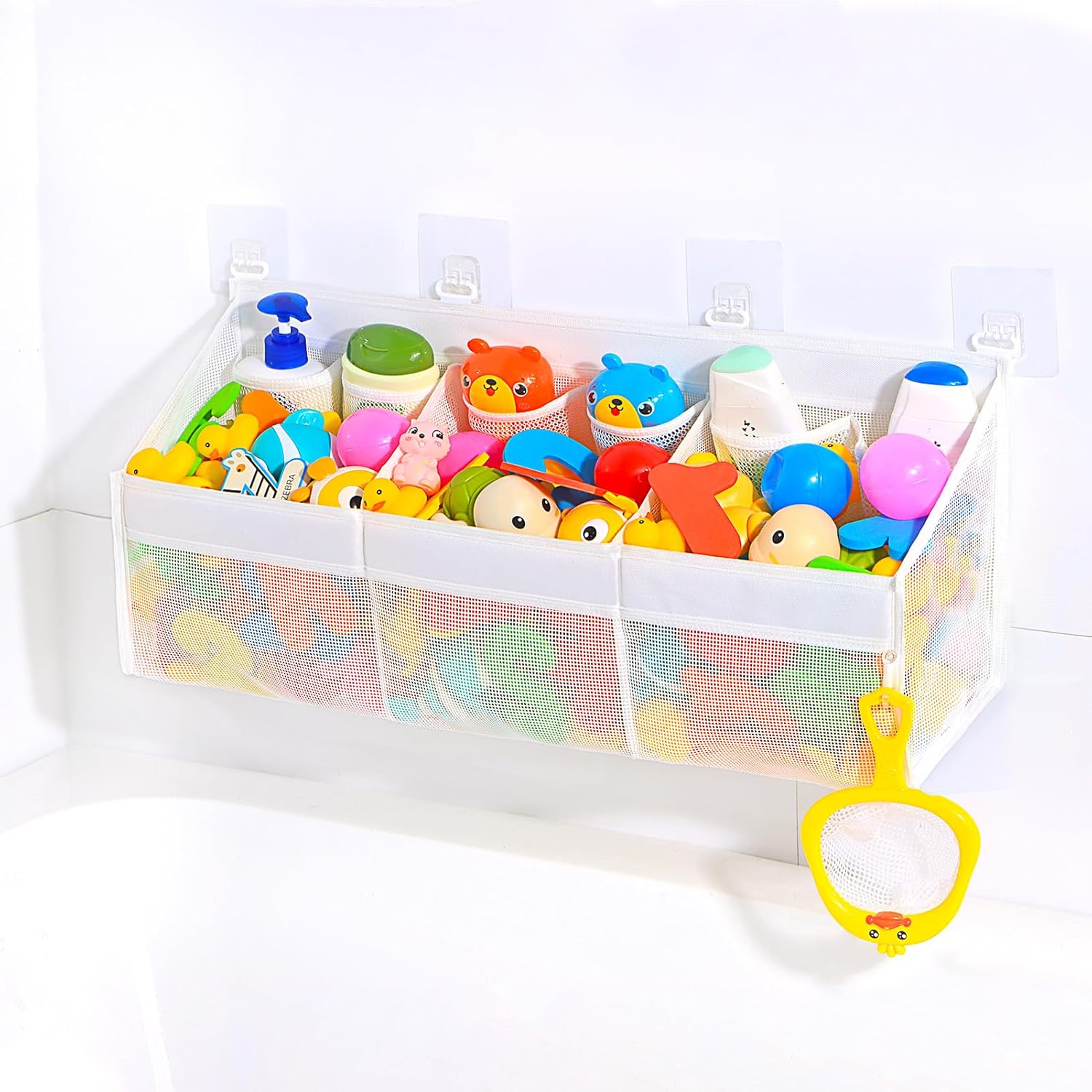 KPH Bath Toy Holder with 6 Pockets and Mesh Drying Design
