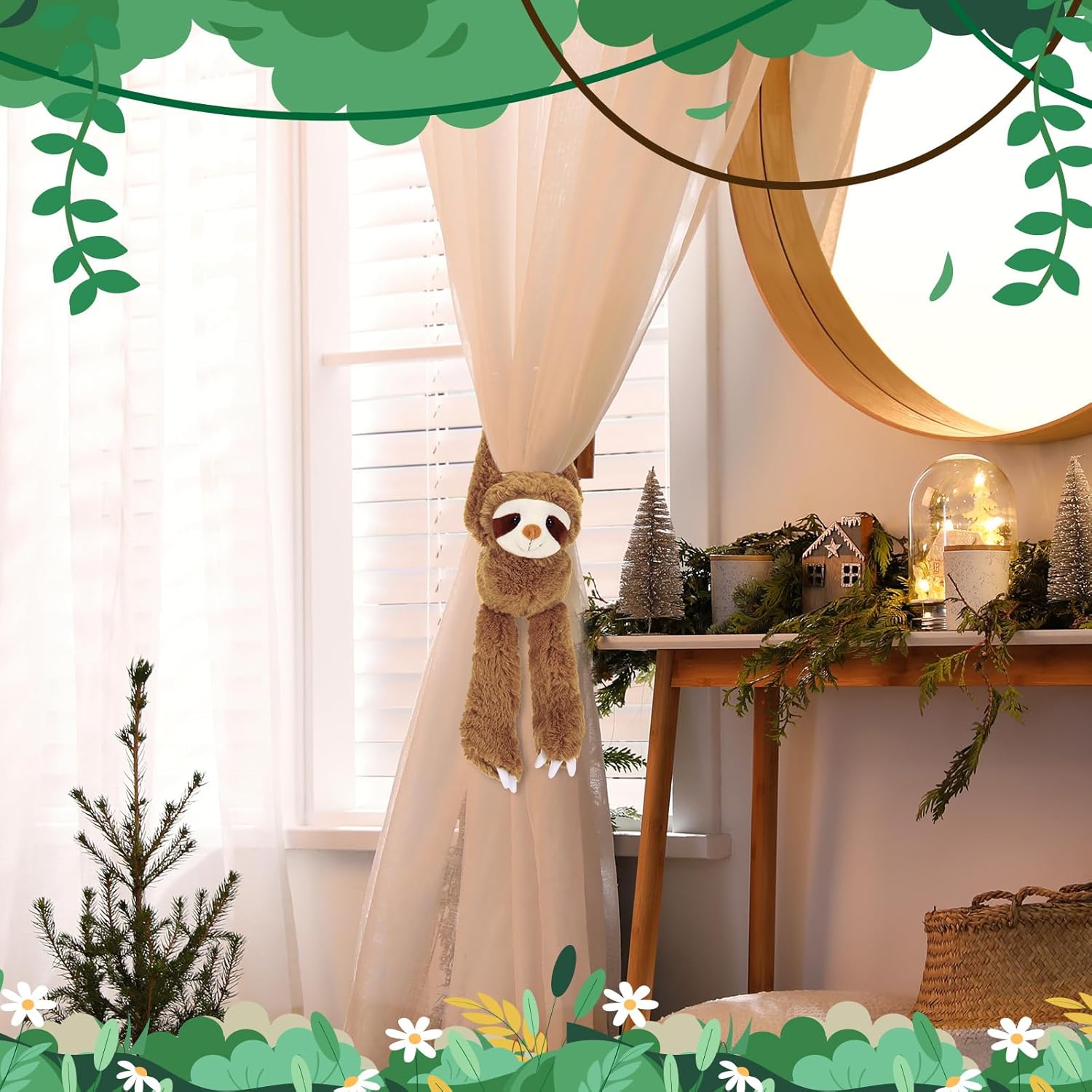 Queekay 2-Pack Sloth Plush Hanging Toy with Hook and Loop