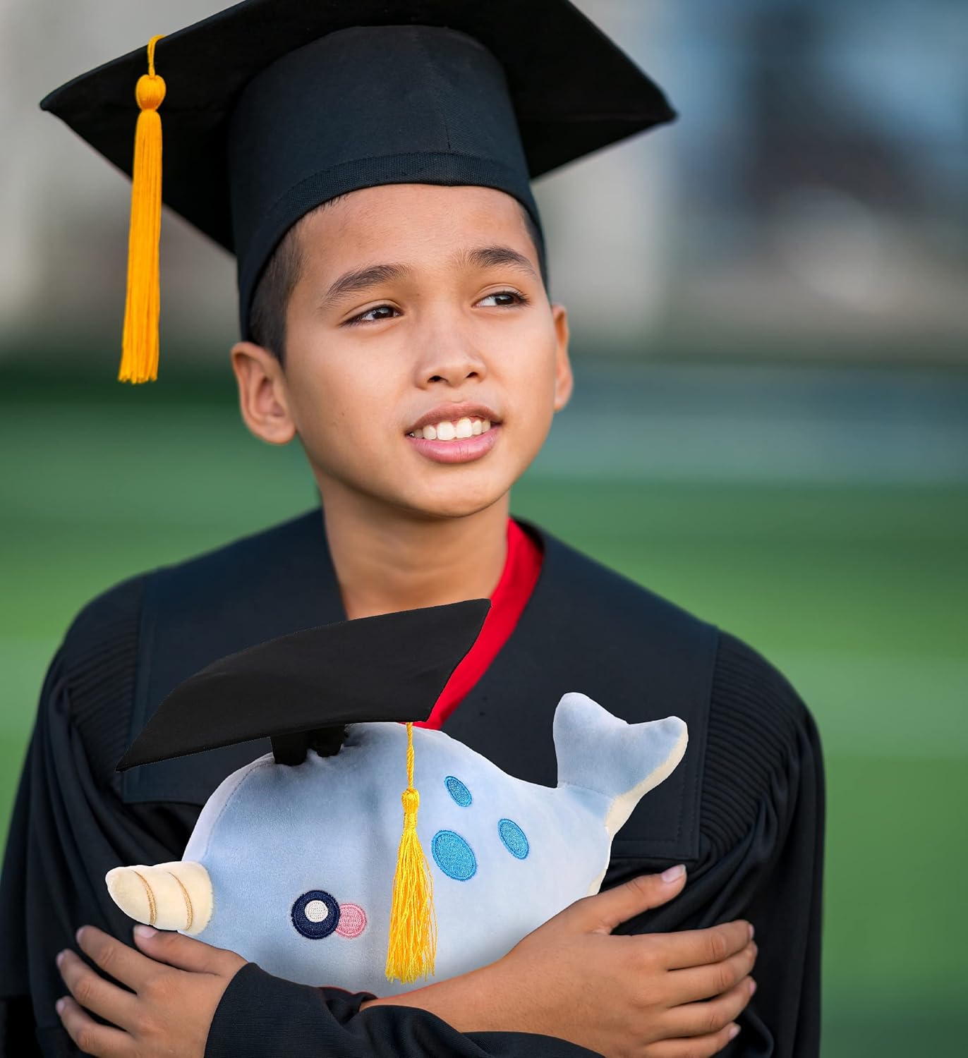 DolliBu Blue Narwhal Graduation Plush Toy - 1175 Inch 1