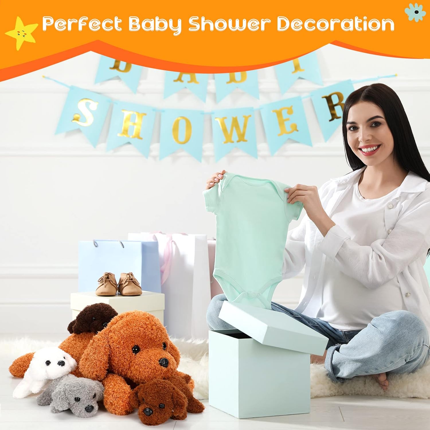 Skylety 5 Pcs Dog Stuffed Animal Set with Baby Puppies