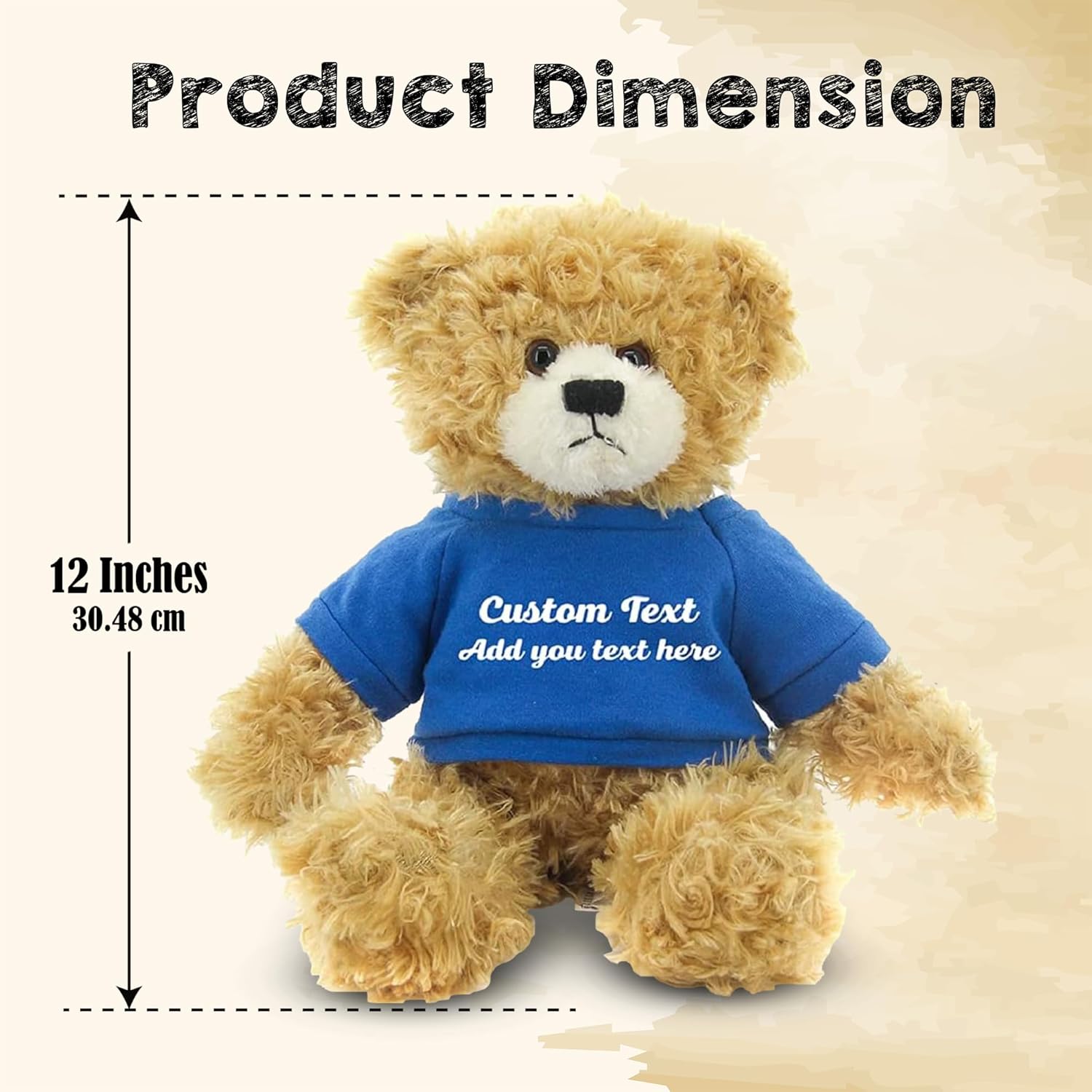 Customized Beige Brandon Bear - 12 Inch Personalized Plush Toy