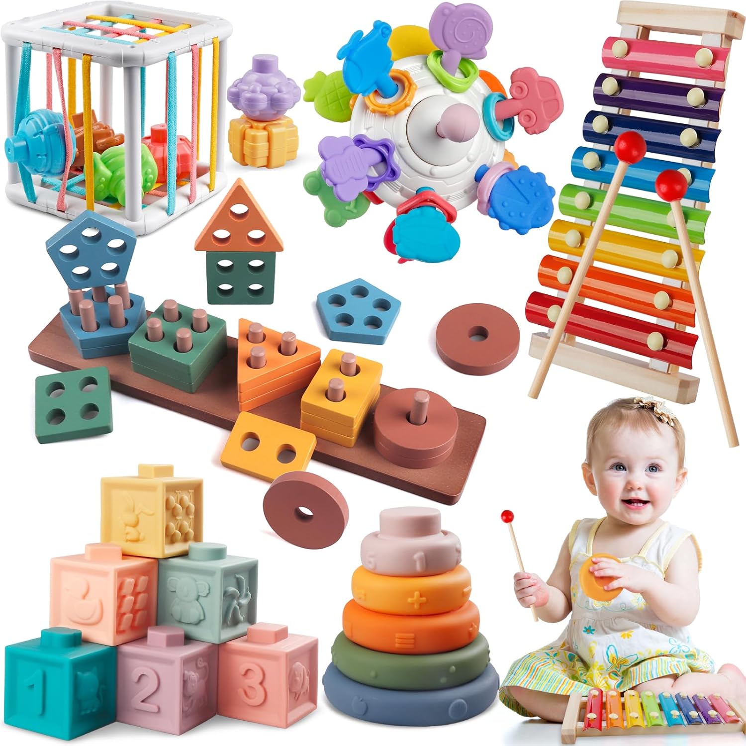 6 in 1 Montessori Baby Toy Set for 1 Year Old