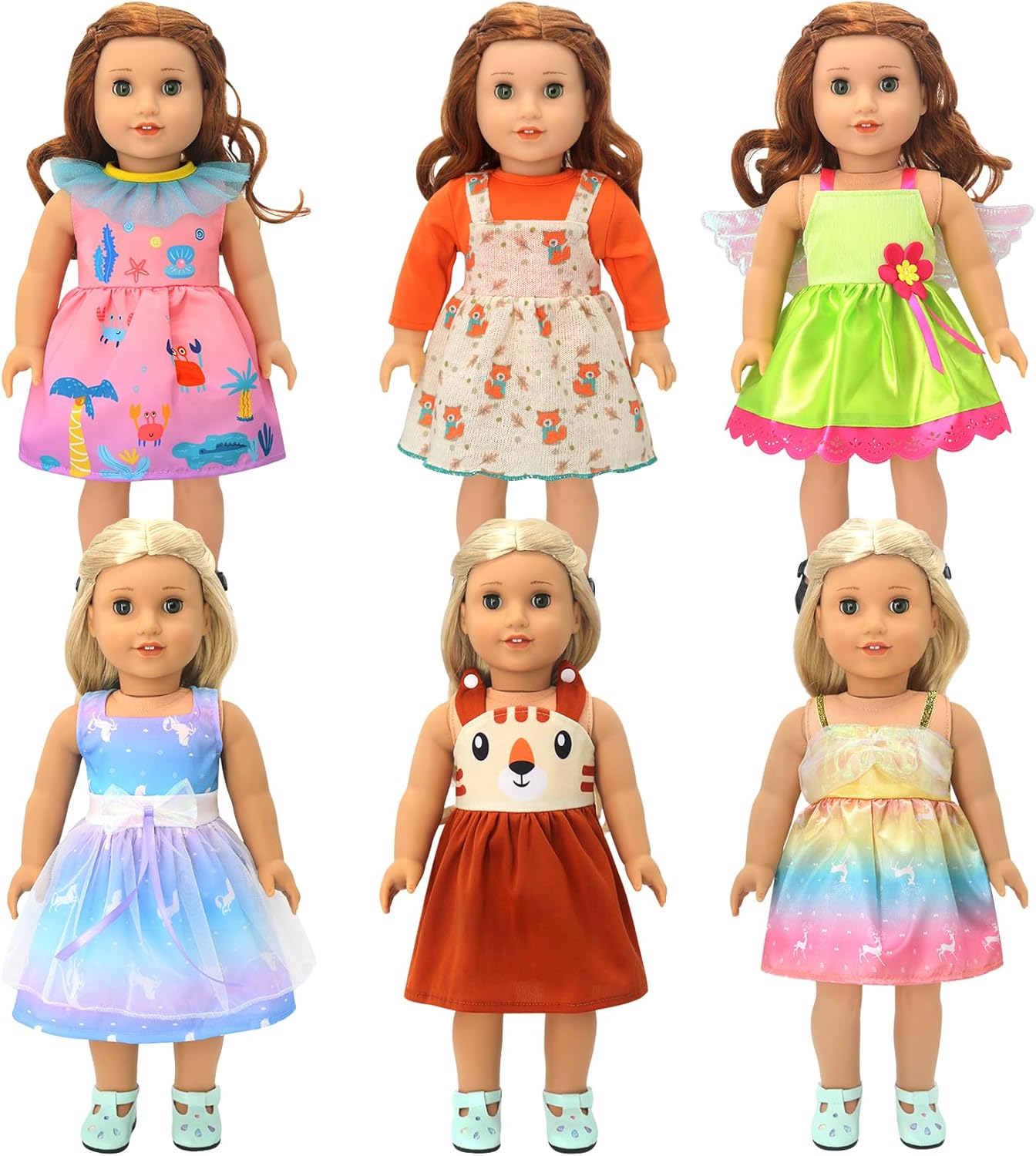 DC-BEAUTIFUL 6 Piece Doll Outfits for 16-18 Inch Baby Dolls