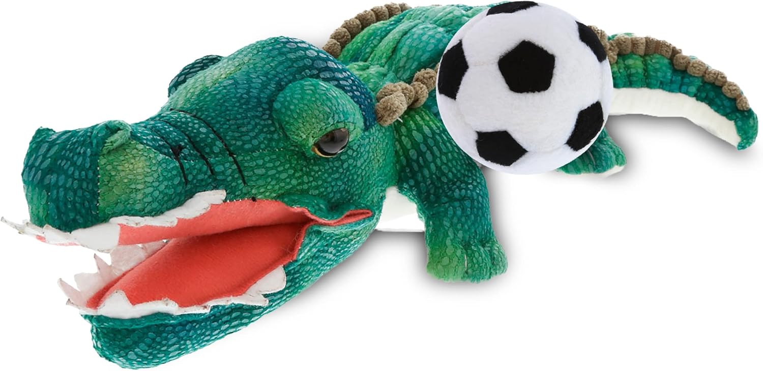DolliBu Green Alligator Plush with Soccer Ball - 18 Inches