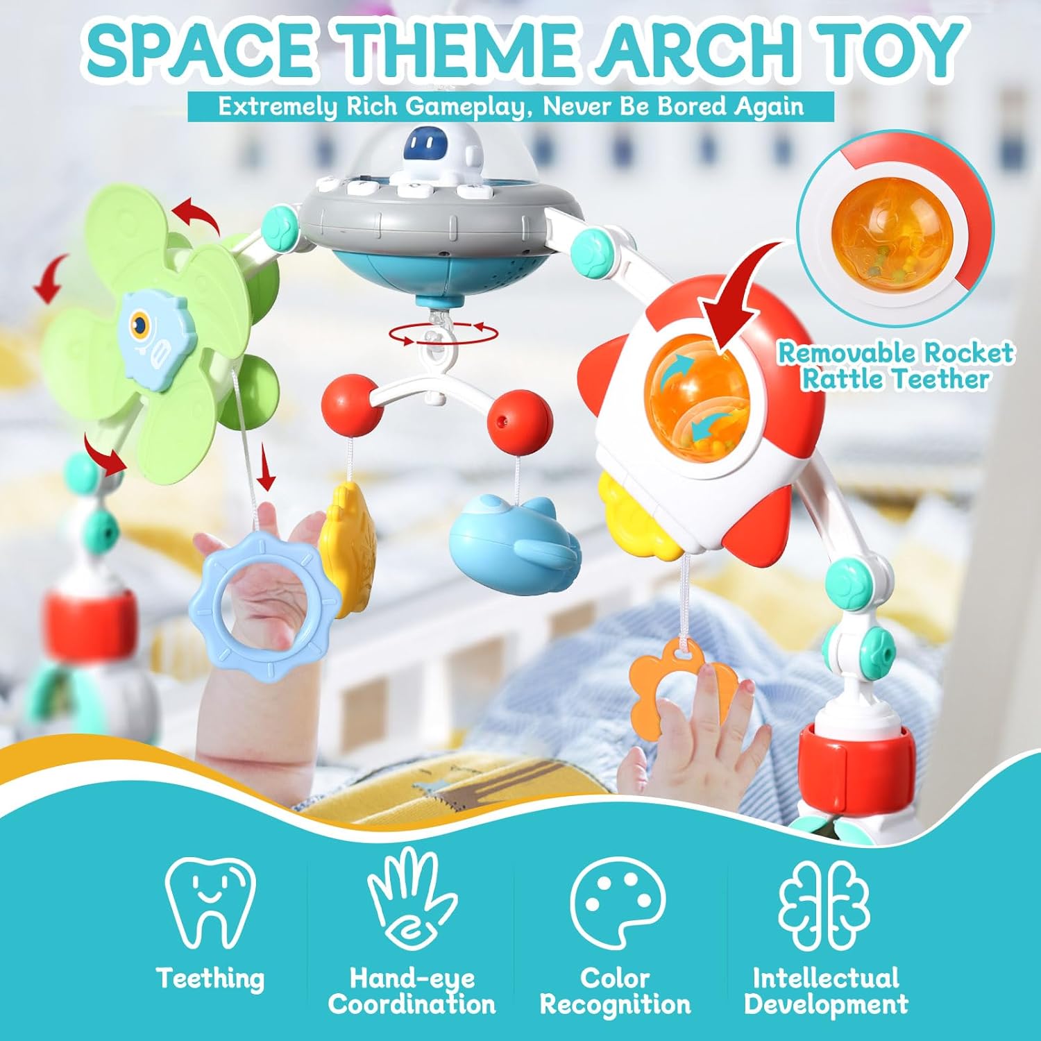 Orzbow Stroller Arch Toy with Musical Windmill