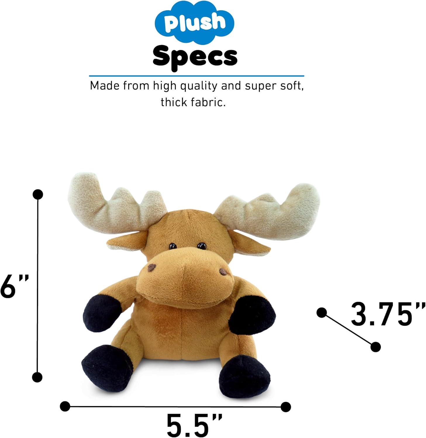 DolliBu Plush Moose - 6 Inches Soft Huggable Toy