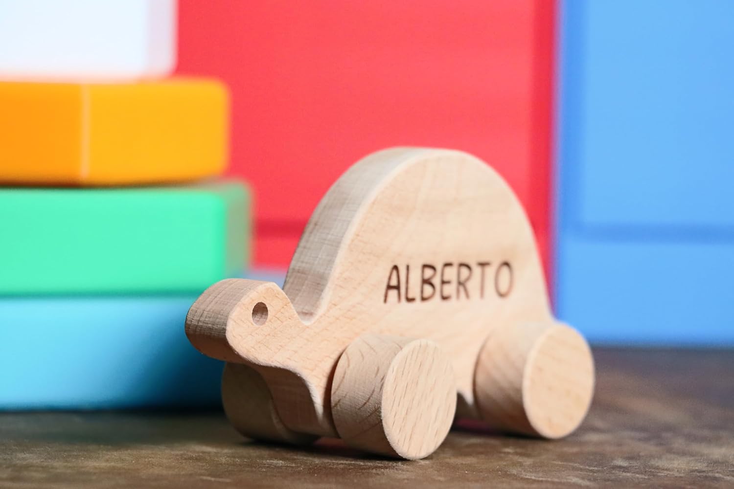 Personalized Wooden Rabbit Push Toy Handmade Baby Gift