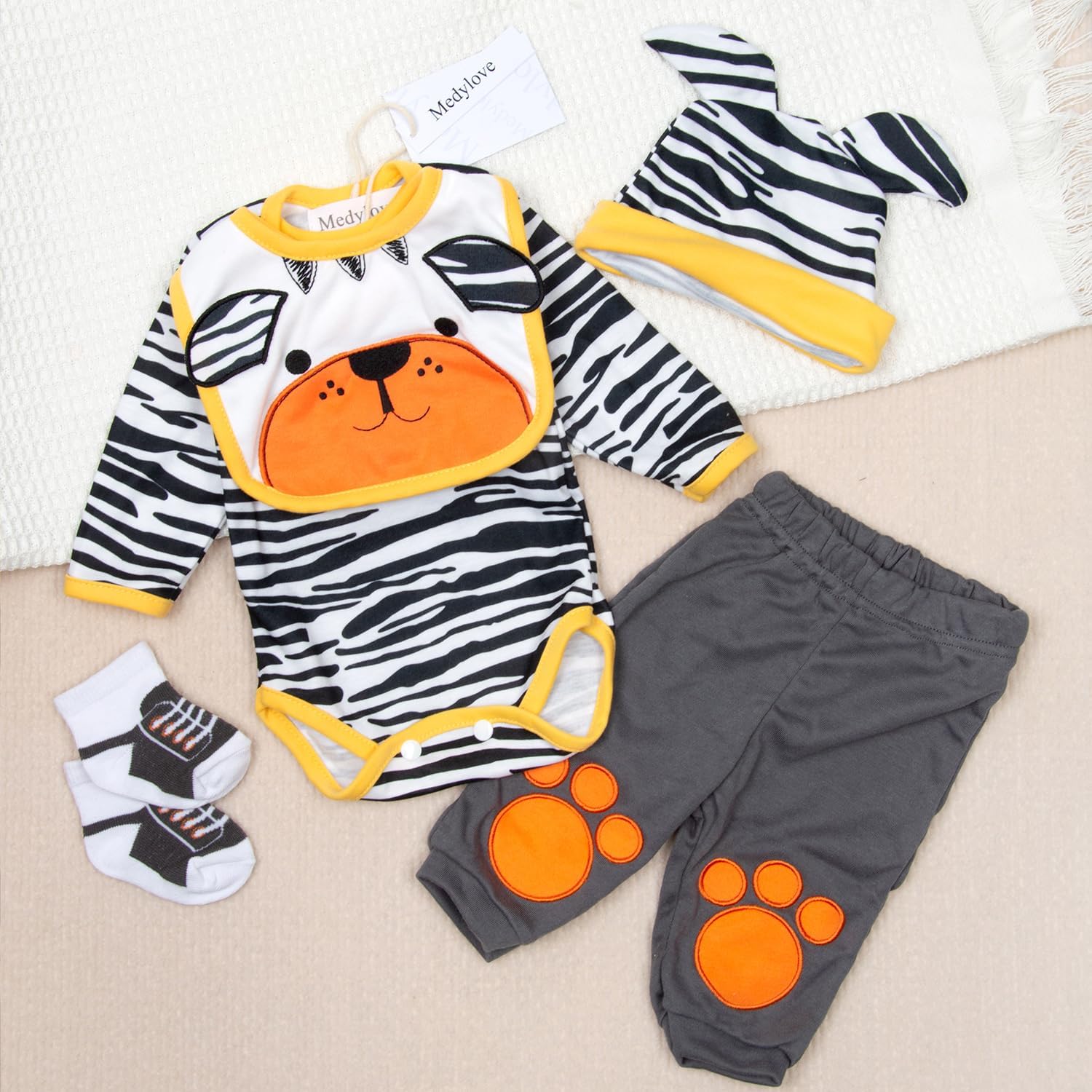 Medylove 22 Reborn Baby Boy Tiger Outfit 5 Pieces 1
